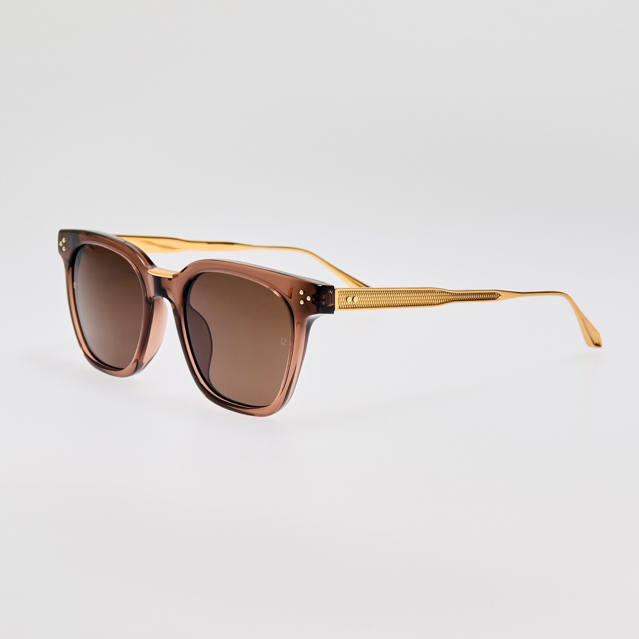 Evan Sunglasses in 22K Gold and Brown - LINDA FARROW - Sunglasses -