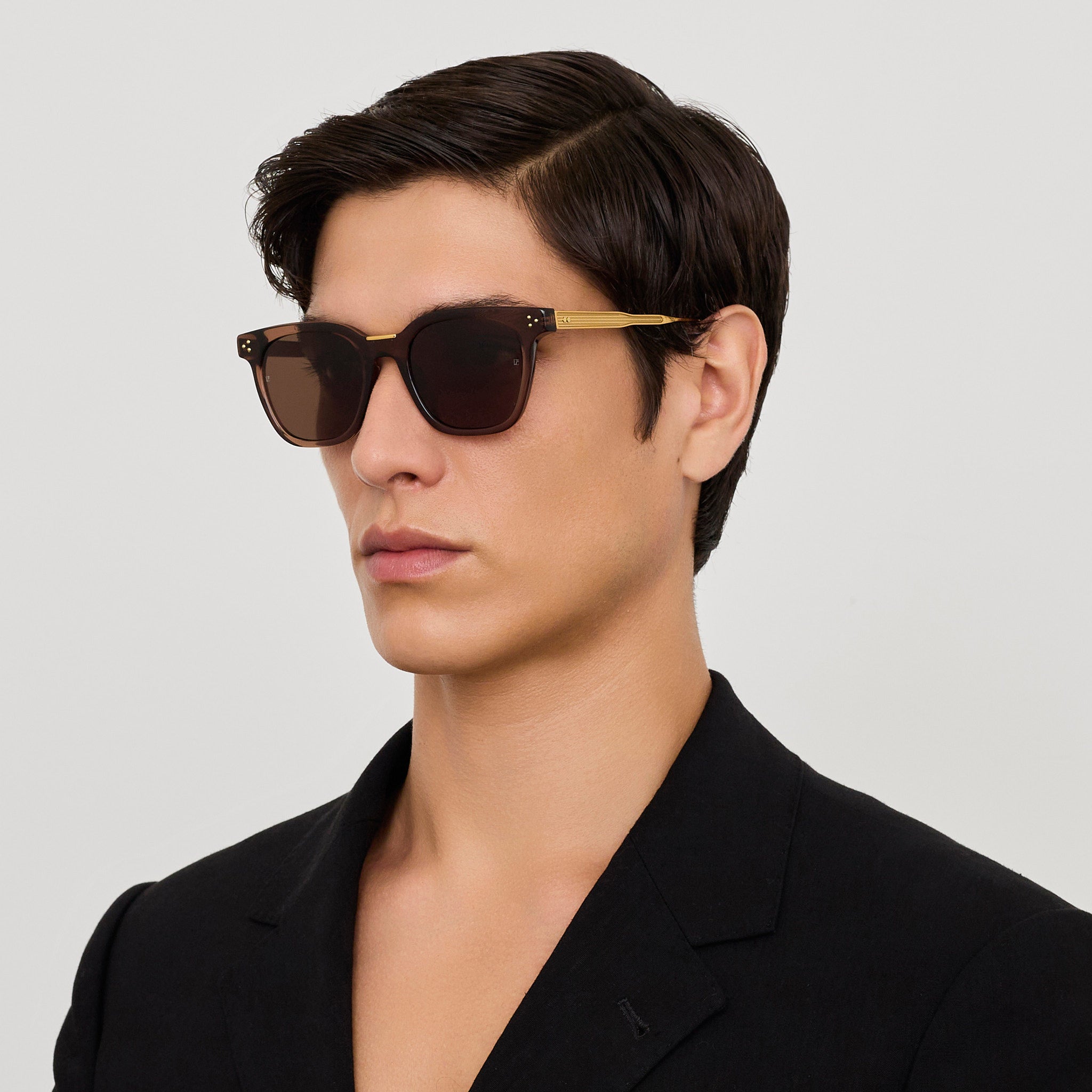 Evan Sunglasses in 22K Gold and Brown - LINDA FARROW - Sunglasses -