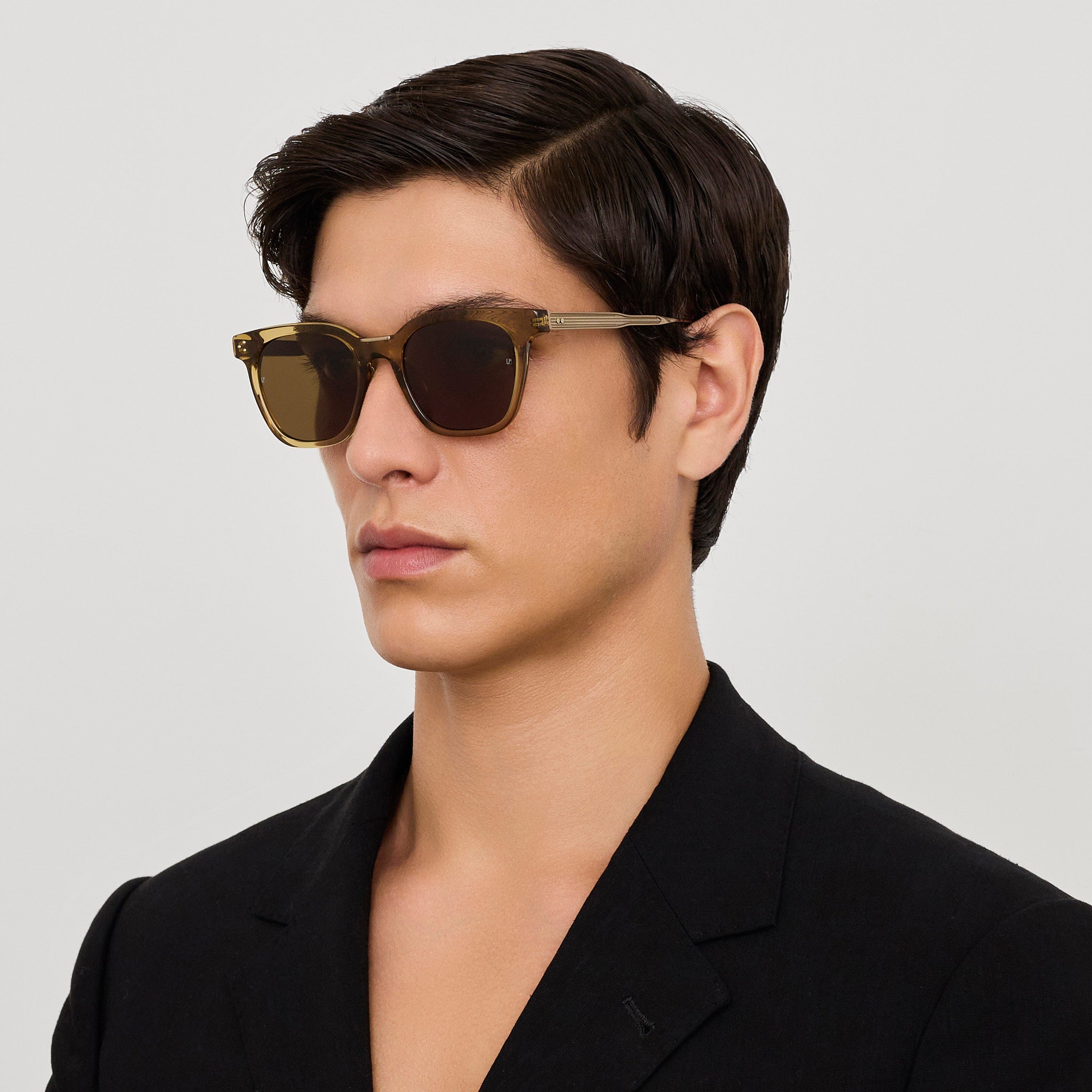 Evans Sunglasses in 22K Gold and Khaki - LINDA FARROW - Sunglasses -