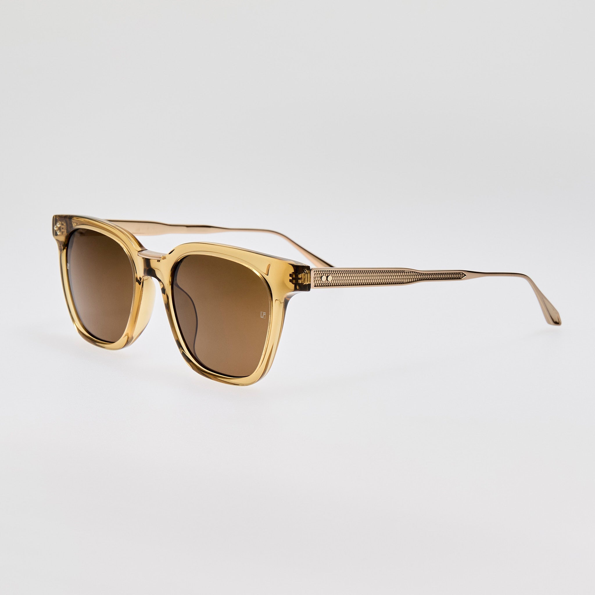 Evans Sunglasses in 22K Gold and Khaki - LINDA FARROW - Sunglasses -
