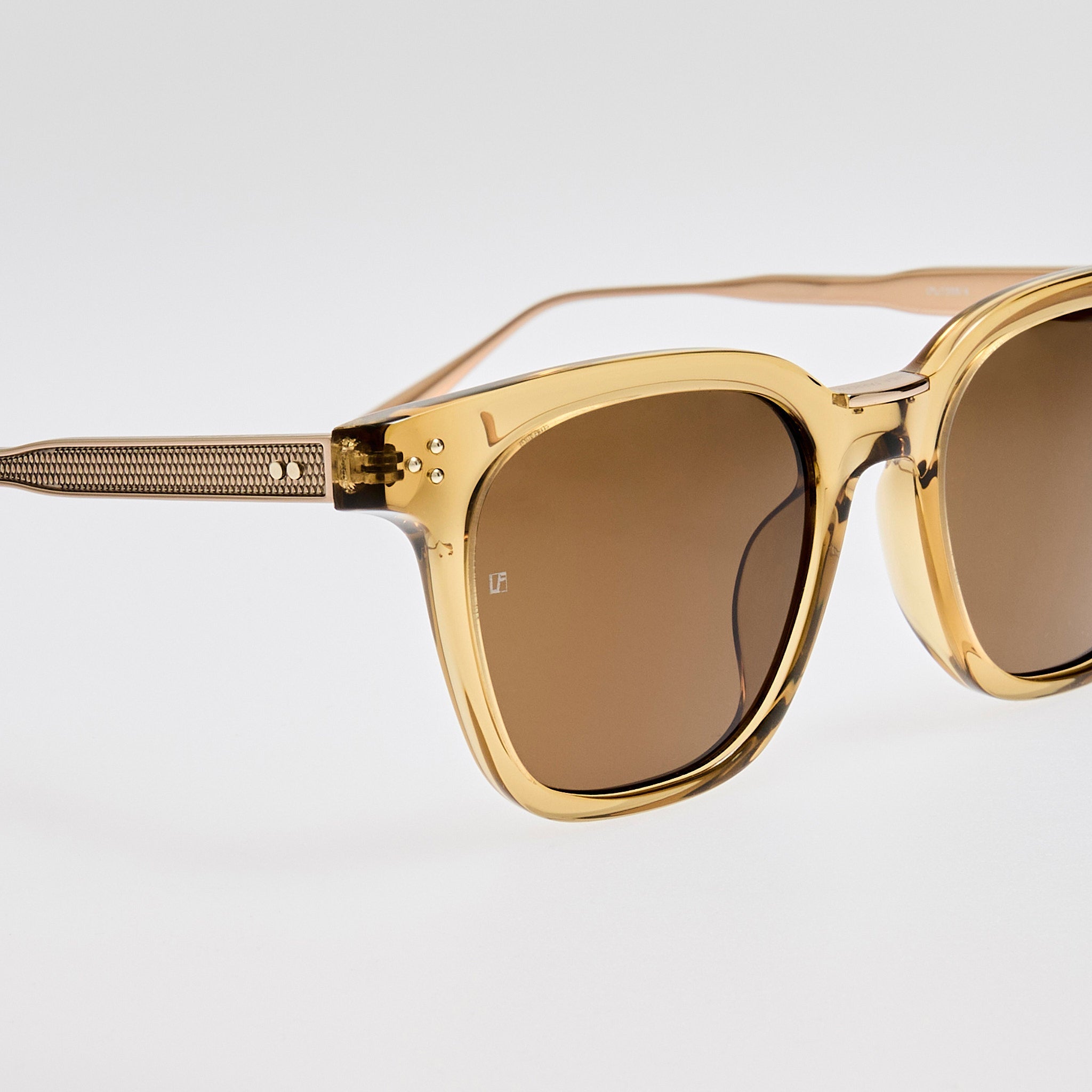 Evans Sunglasses in 22K Gold and Khaki - LINDA FARROW - Sunglasses -