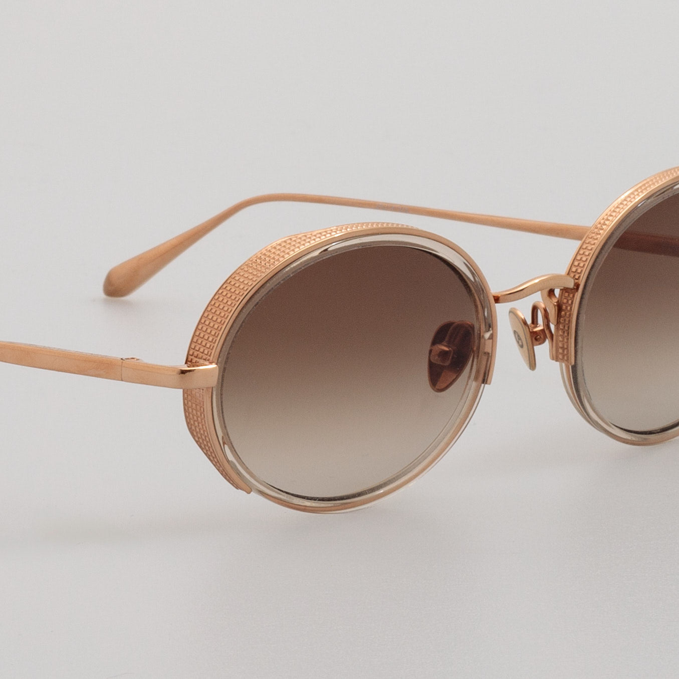 Finn Sunglasses in 18K Rose Gold and Brown - LINDA FARROW - Sunglasses -