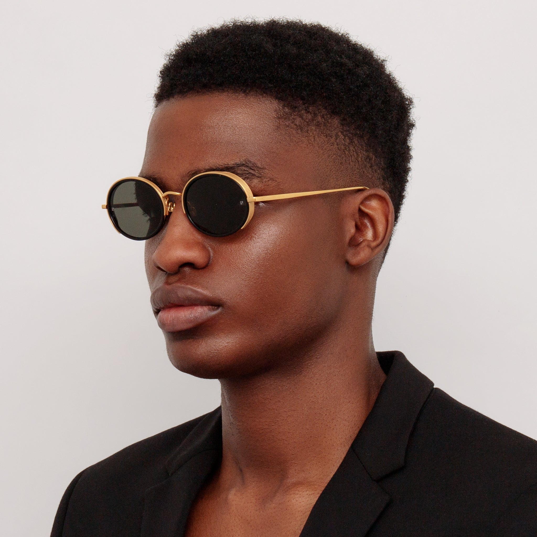 Finn Sunglasses in 22K Gold and Grey - LINDA FARROW - Sunglasses -