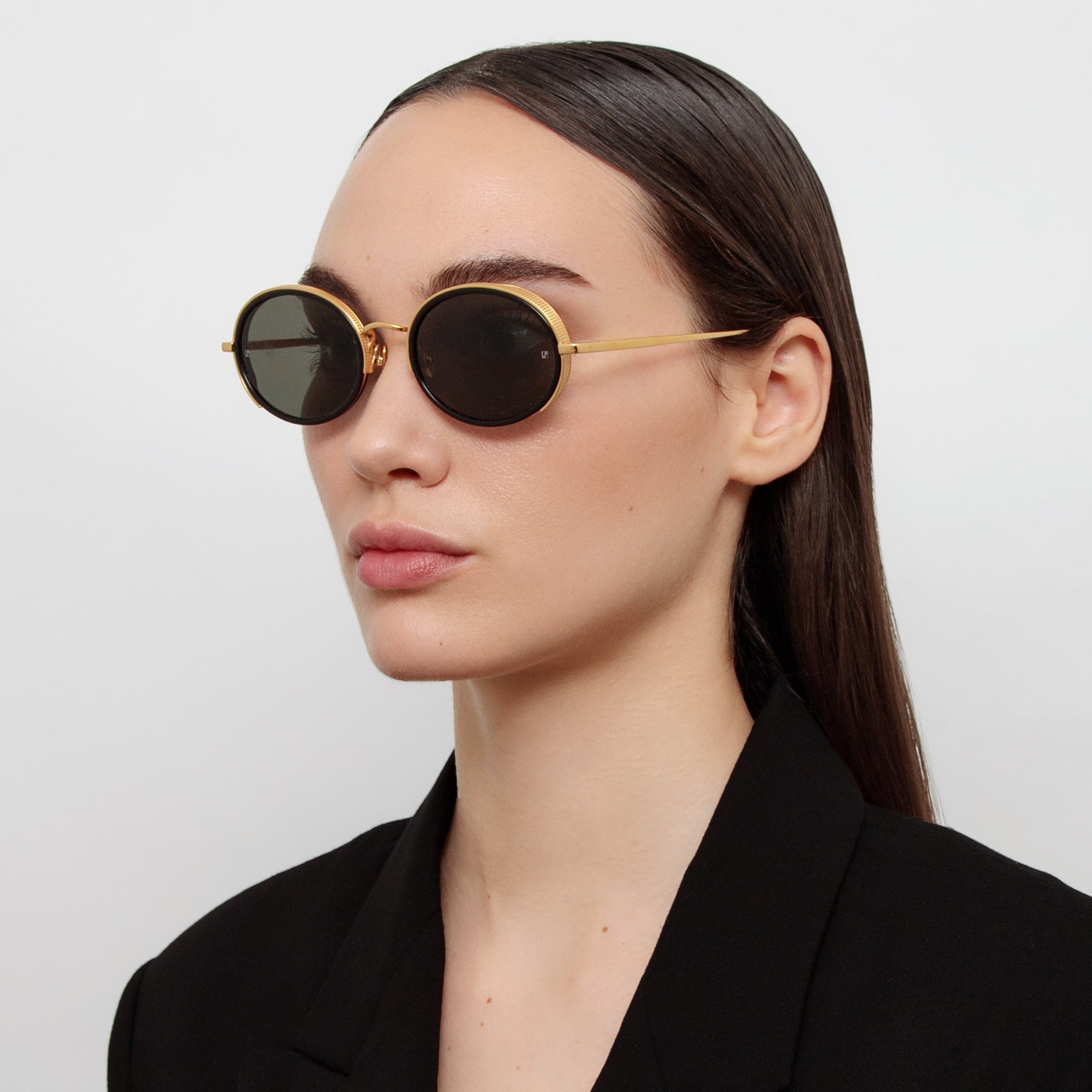Finn Sunglasses in 22K Gold and Grey - LINDA FARROW - Sunglasses -