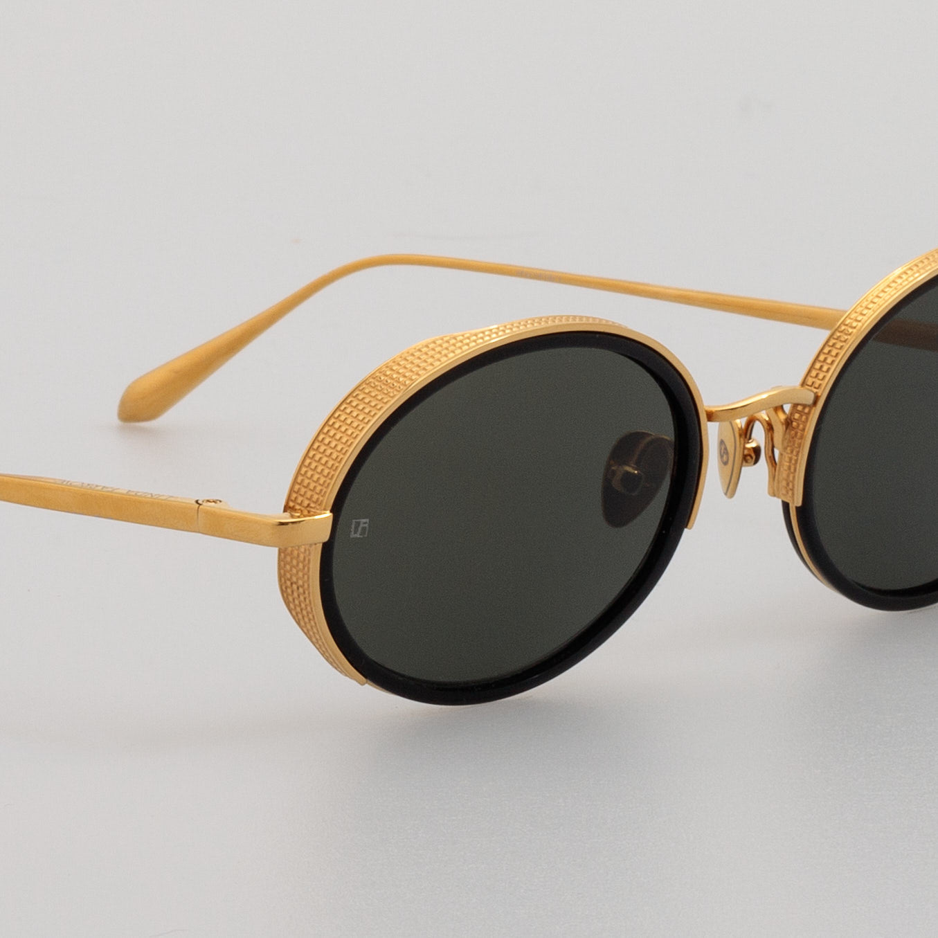 Finn Sunglasses in 22K Gold and Grey - LINDA FARROW - Sunglasses -