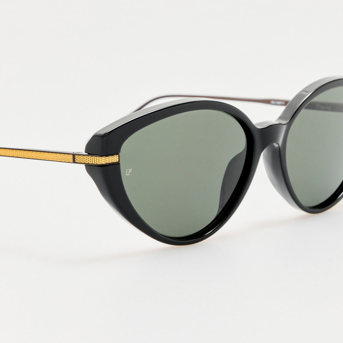 Flavia Sunglasses in 22K Gold and Black - LINDA FARROW-Sunglasses-
