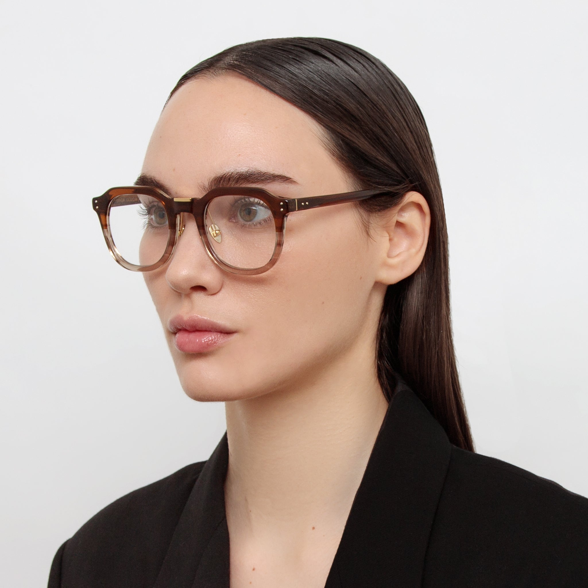 Fletcher Optical Frame in Caramel Horn - LINDA FARROW - Optical Frame -