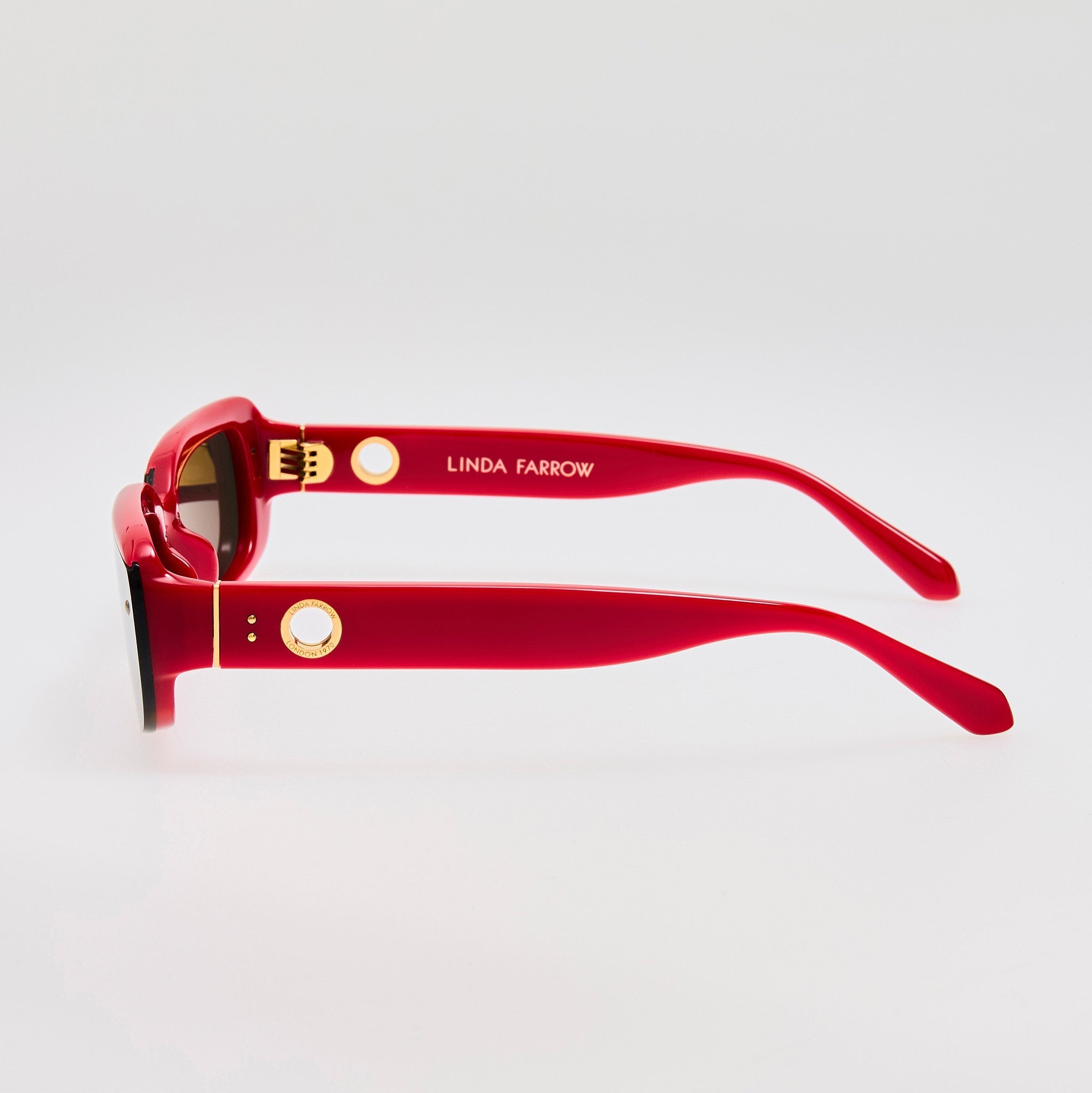 Flick Sunglasses in Red and Black - LINDA FARROW - Sunglasses -