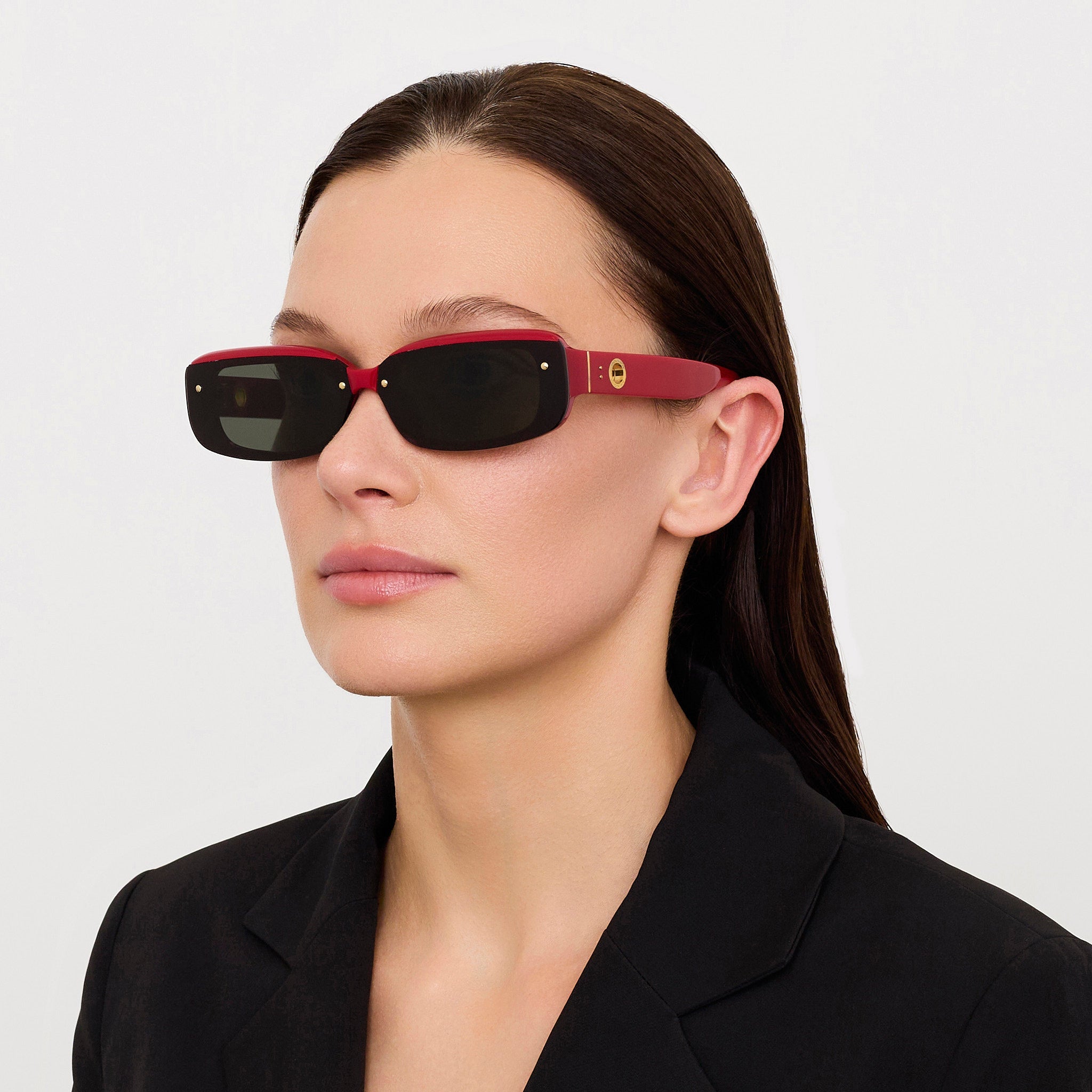 Flick Sunglasses in Red and Black - LINDA FARROW - Sunglasses -