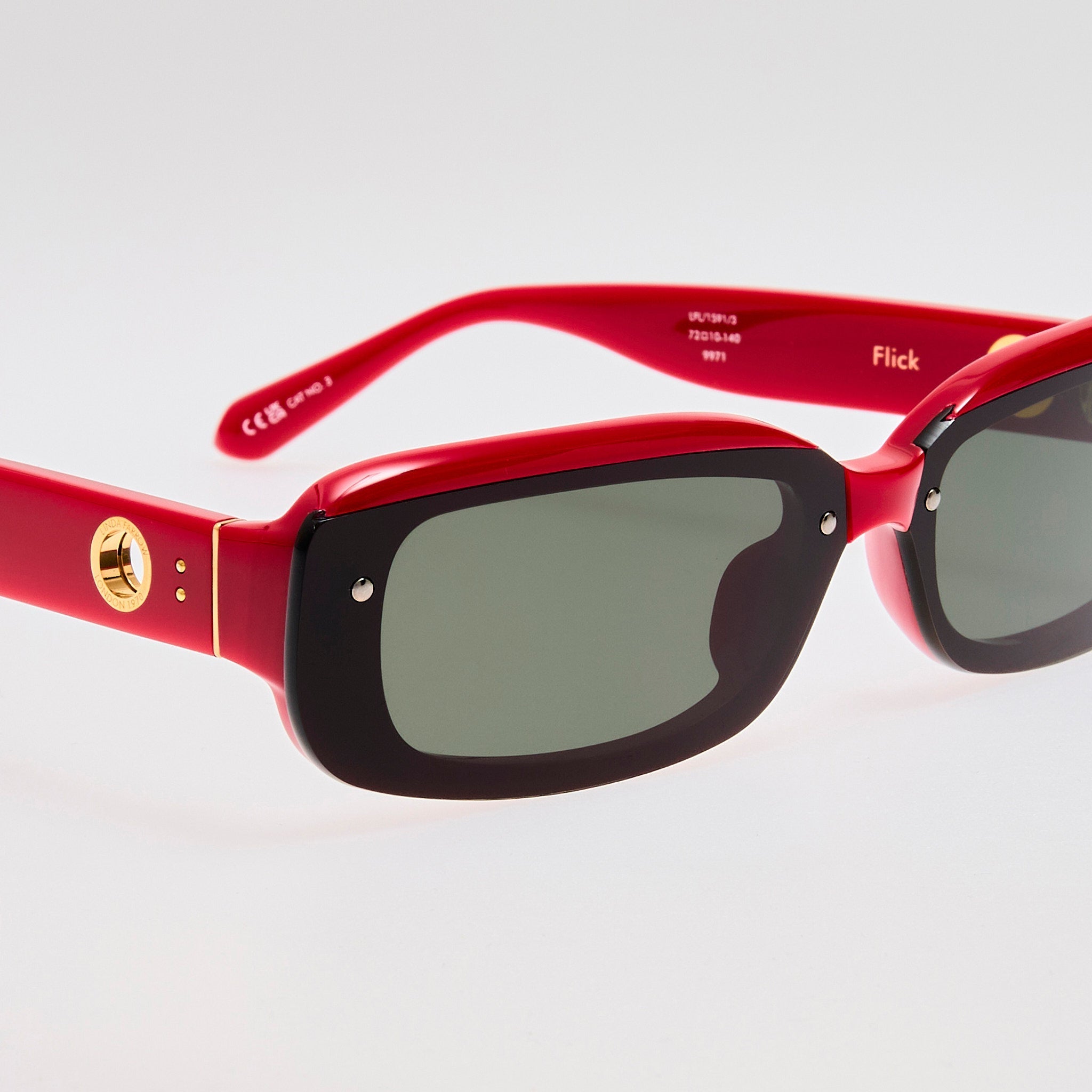 Flick Sunglasses in Red and Black - LINDA FARROW - Sunglasses -