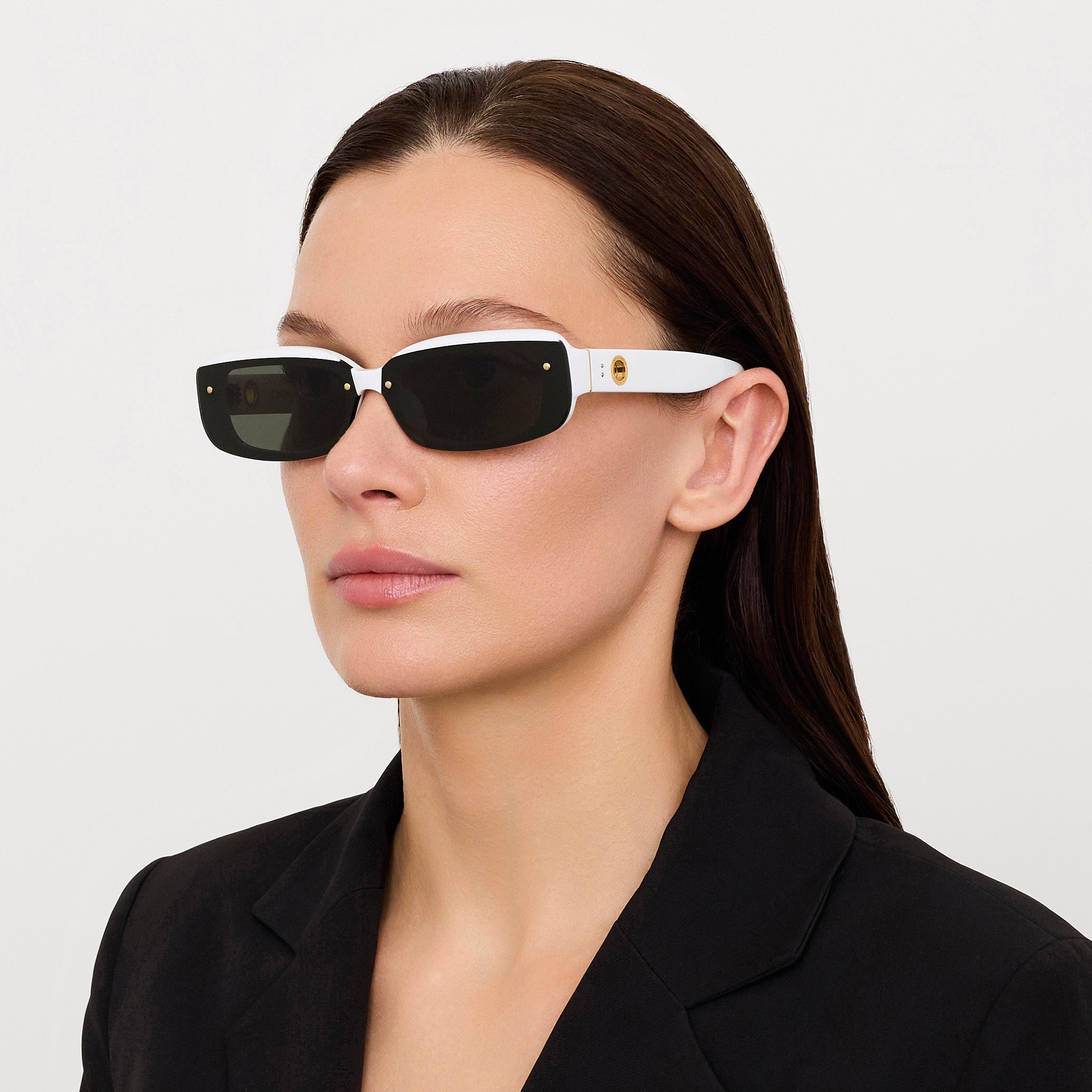 Flick Sunglasses in White - LINDA FARROW - Sunglasses -