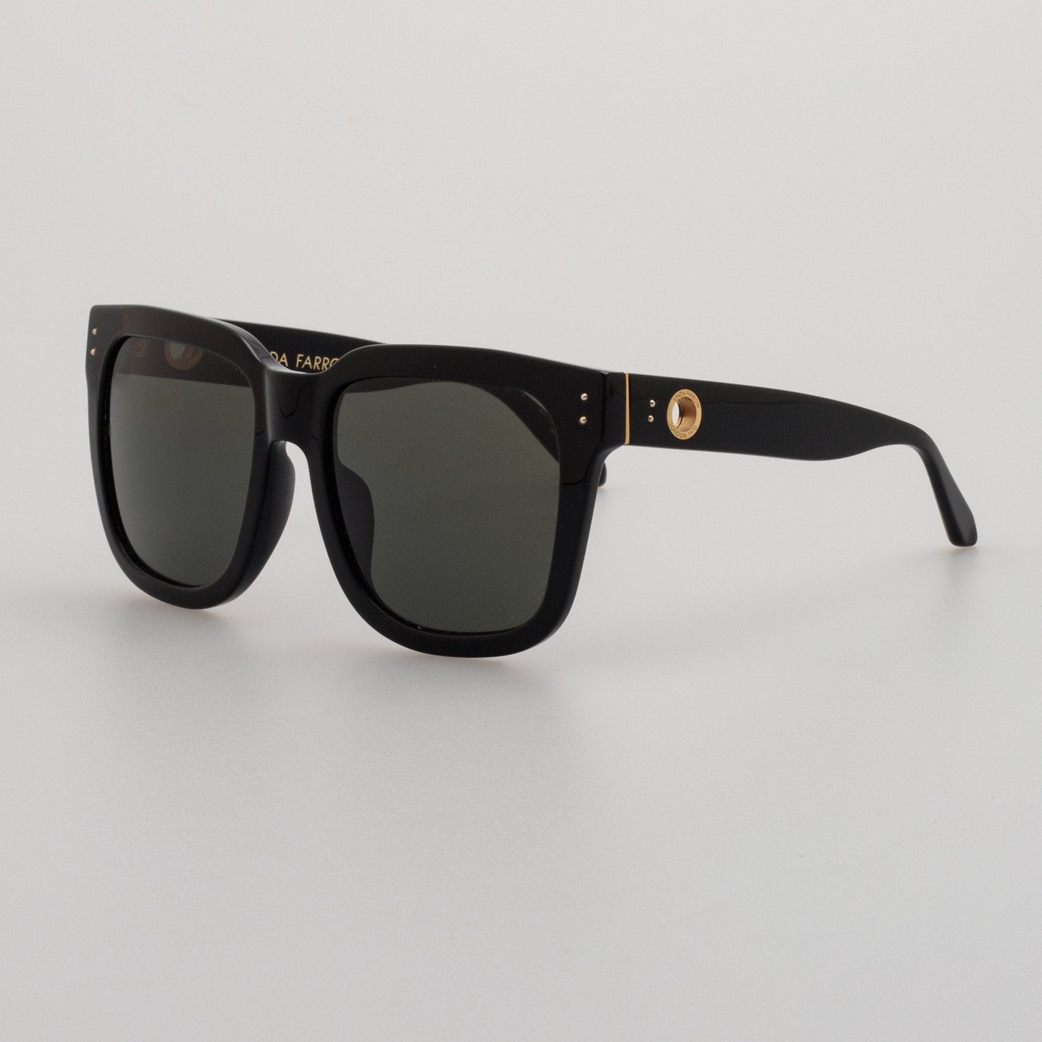 Freya Square Sunglasses in Black - LINDA FARROW - Sunglasses -