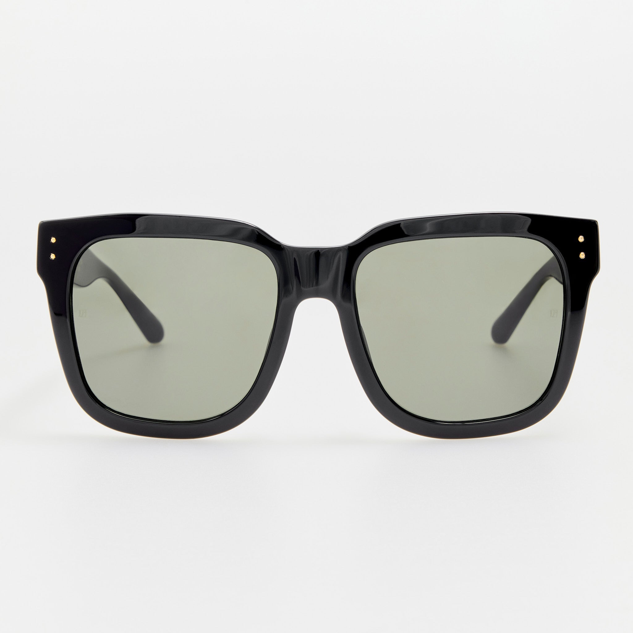 Freya Square Sunglasses in Black with Diamonds and 22K Gold - LINDA FARROW - Sunglasses -