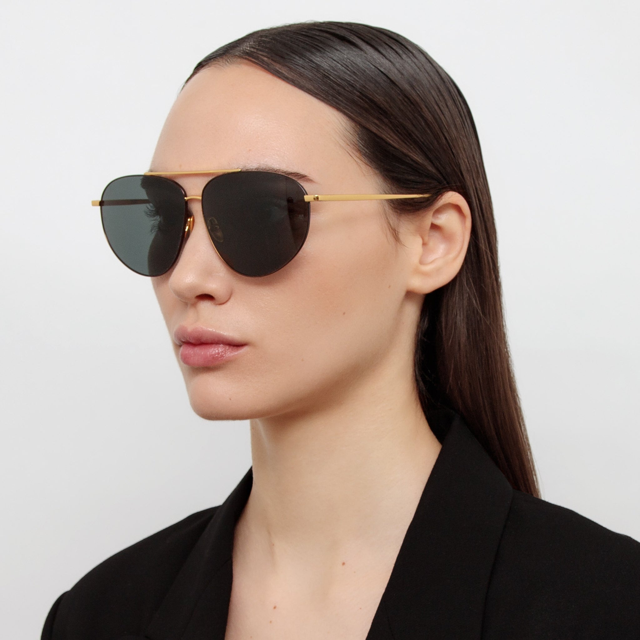 Gabriel Sunglasses in 22K Yellow Gold - LINDA FARROW - Sunglasses -