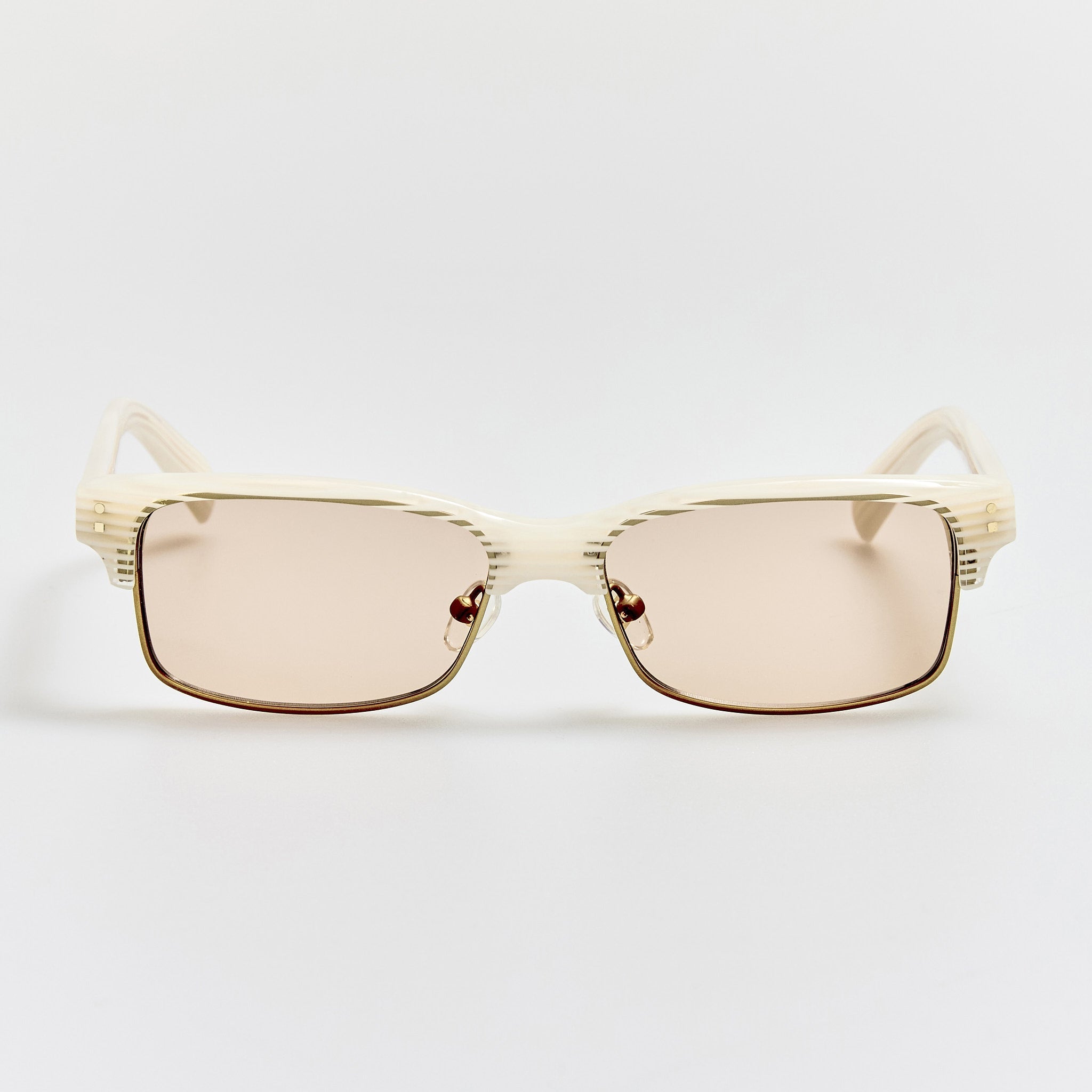 Gardian Sunglasses in Striped Cream - LINDA FARROW - Sunglasses -