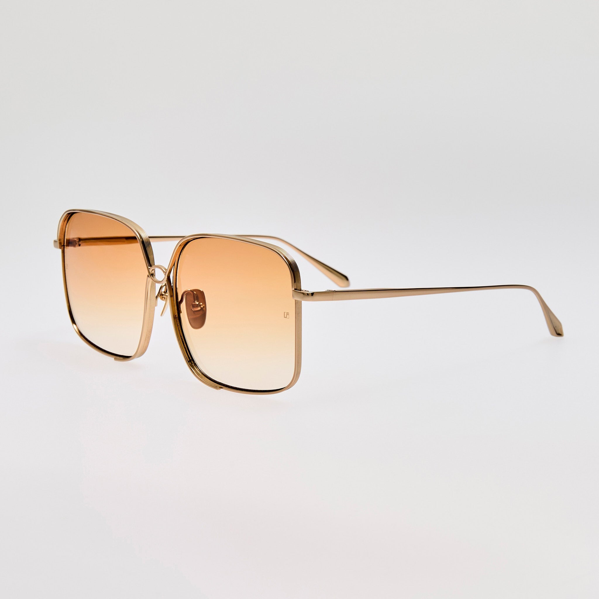 Genevieve Sunglasses in 22K Gold and Camel - LINDA FARROW - Sunglasses -