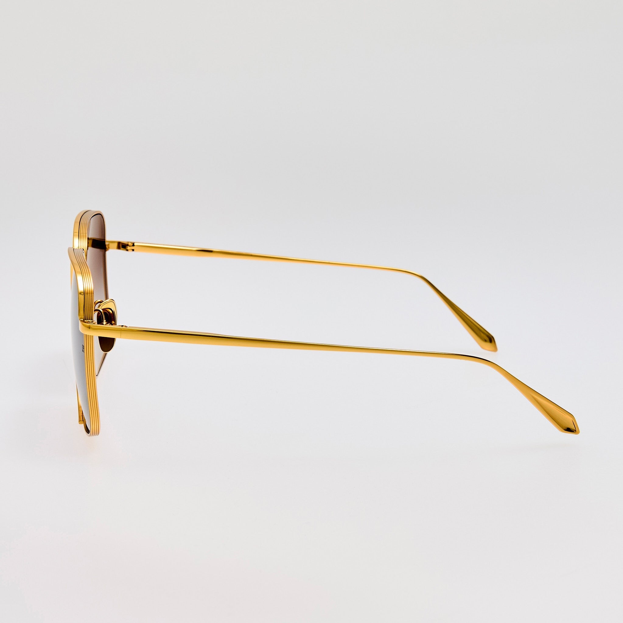 Genevieve Sunglasses in 22K Gold and Grey - LINDA FARROW - Sunglasses -