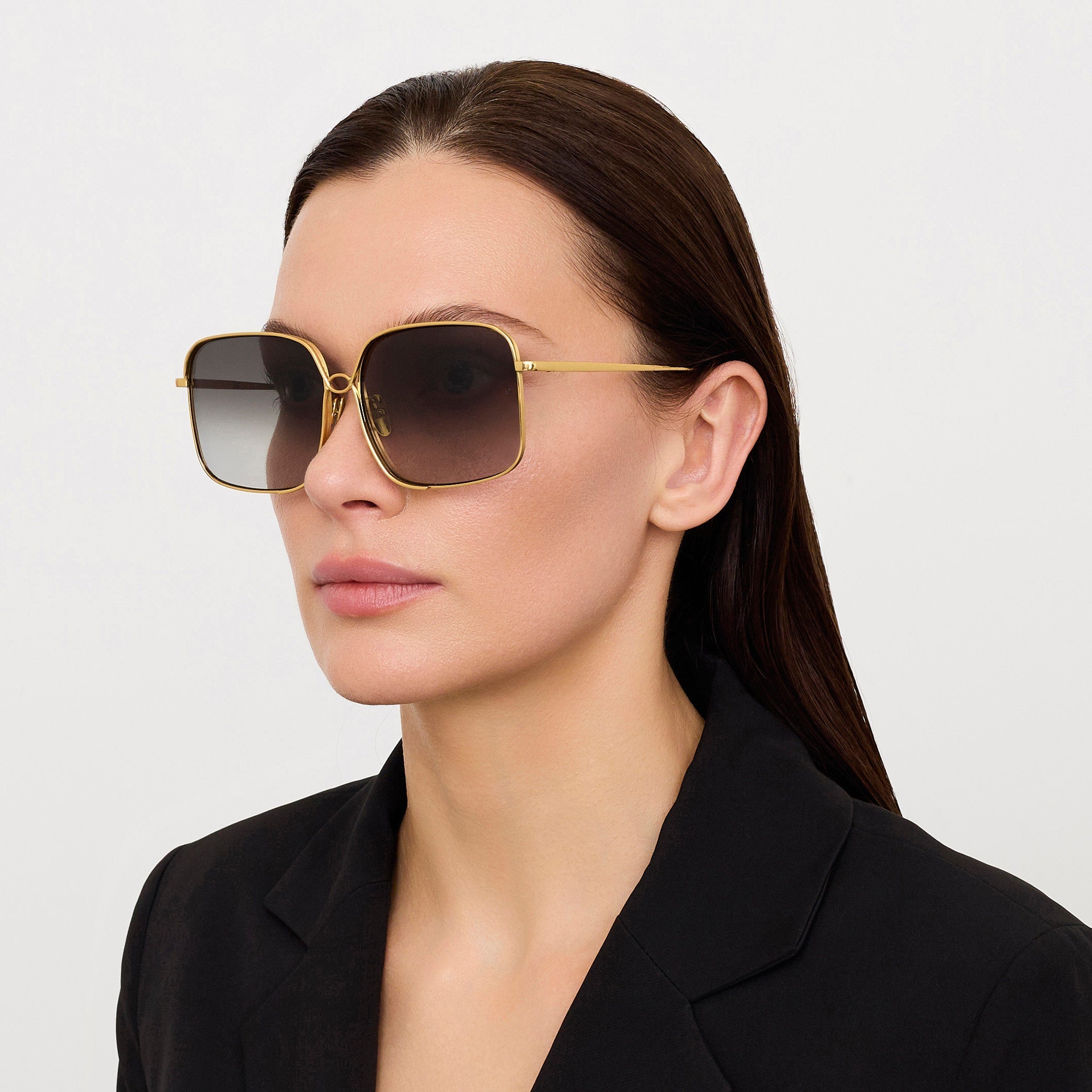 Genevieve Sunglasses in 22K Gold and Grey - LINDA FARROW - Sunglasses -