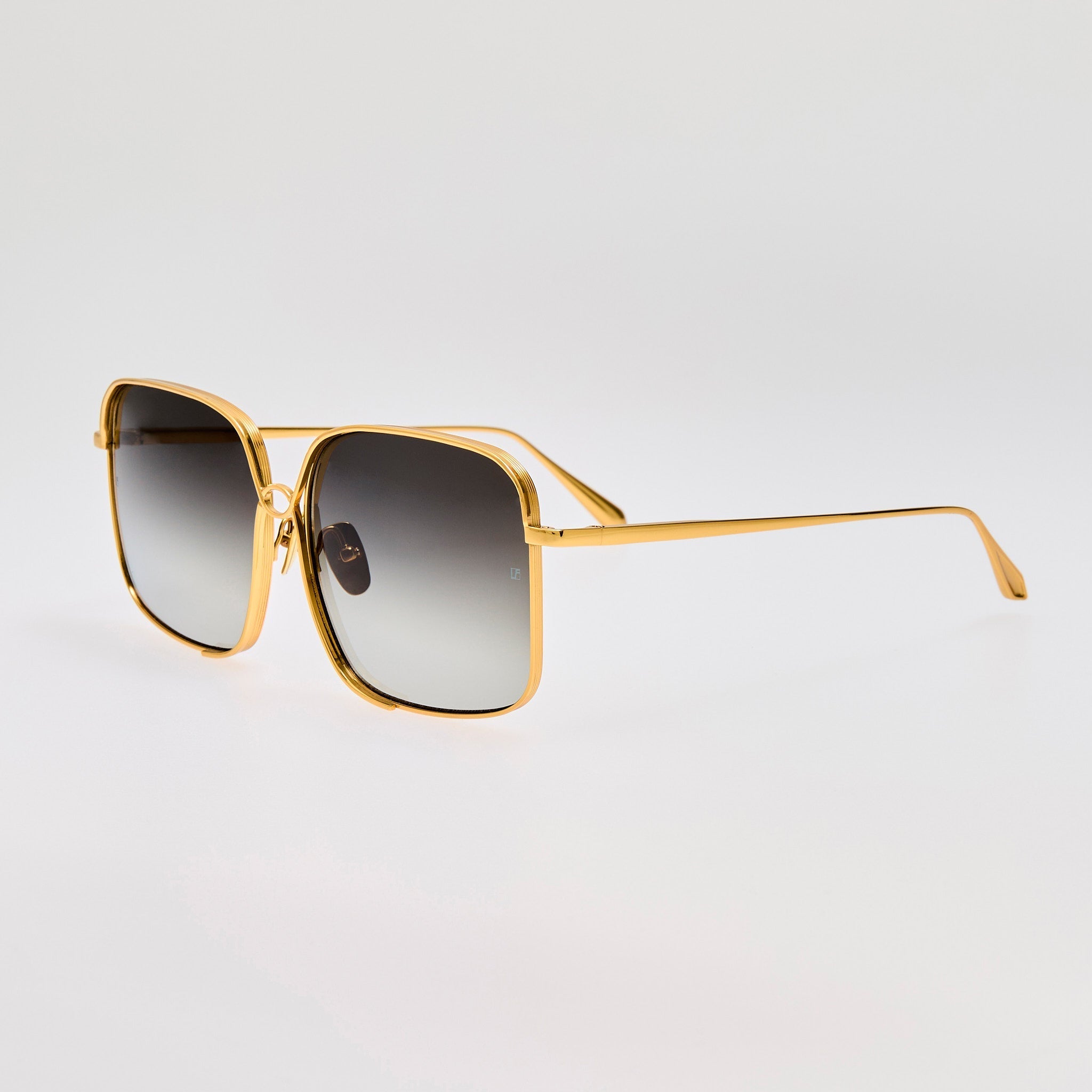 Genevieve Sunglasses in 22K Gold and Grey - LINDA FARROW - Sunglasses -