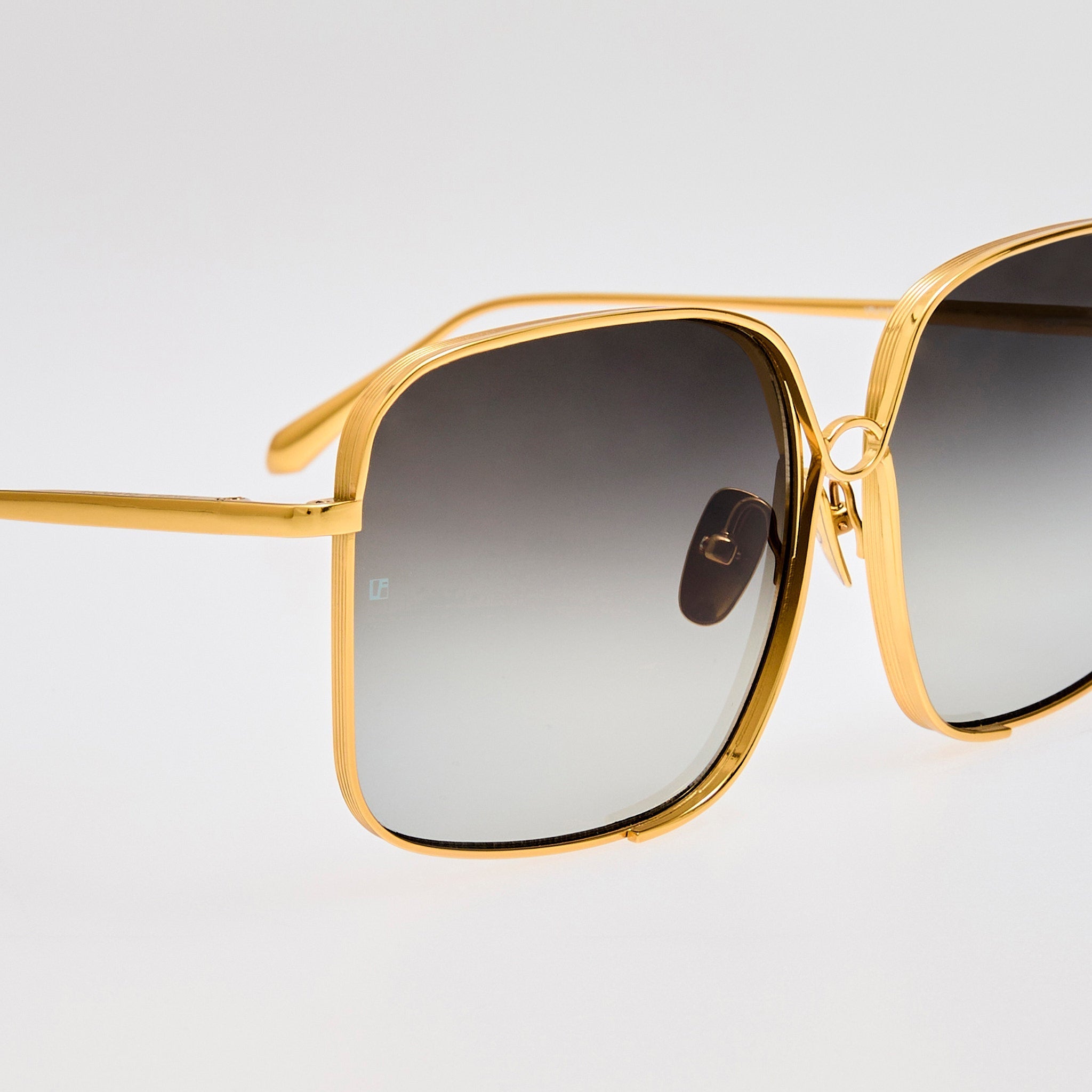 Genevieve Sunglasses in 22K Gold and Grey - LINDA FARROW - Sunglasses -