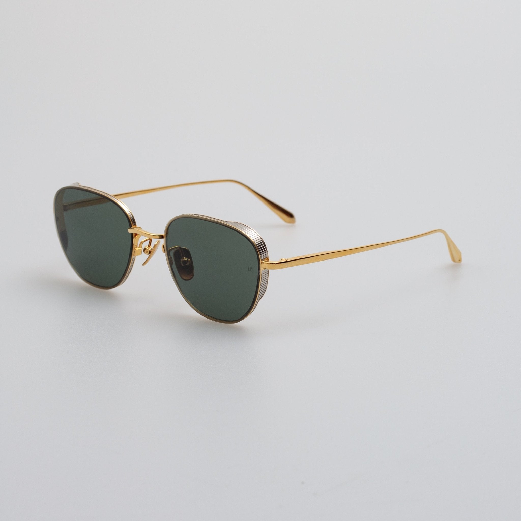 Hardy Sunglasses in 22K Gold and Green - LINDA FARROW - Sunglasses -