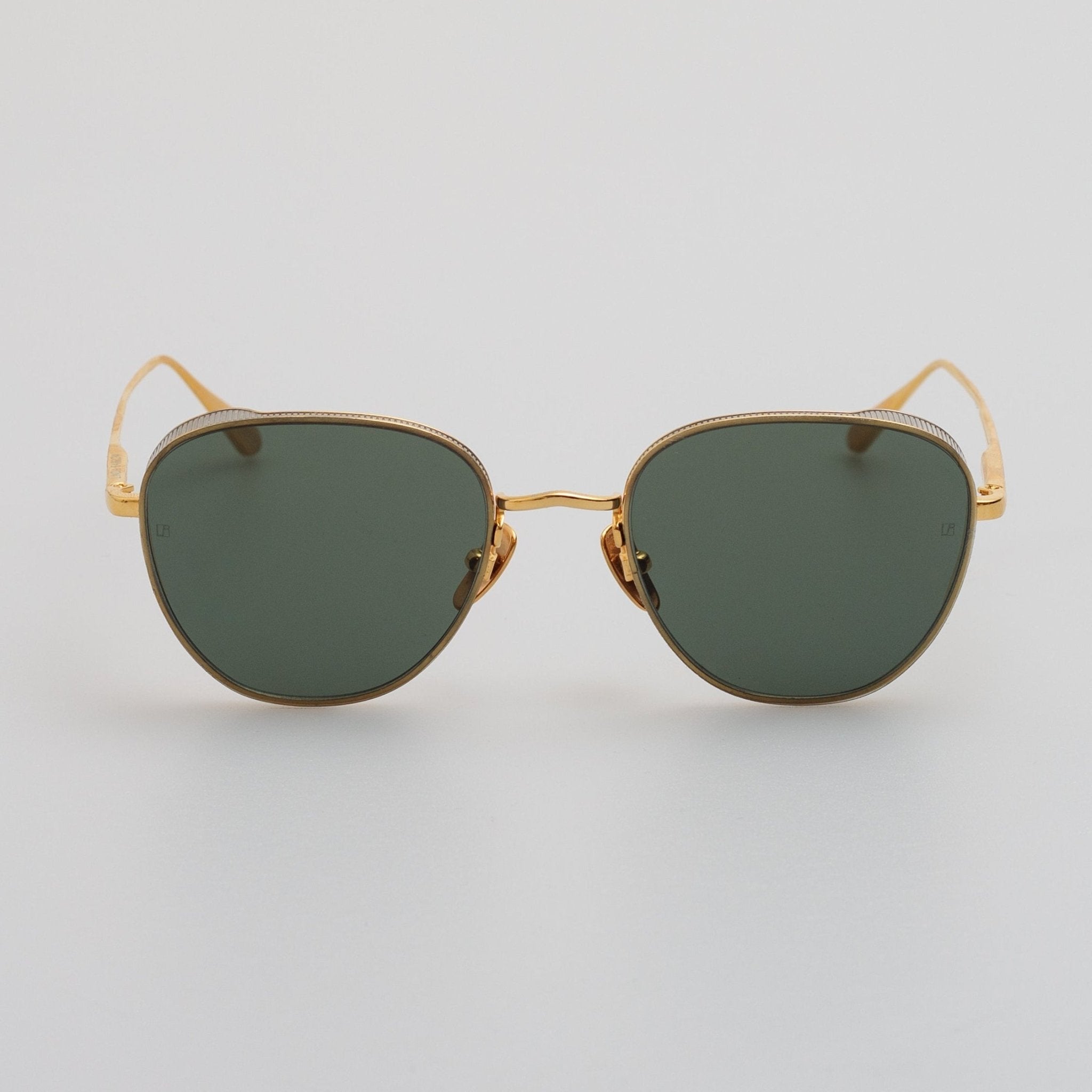 Hardy Sunglasses in 22K Gold and Green - LINDA FARROW - Sunglasses -