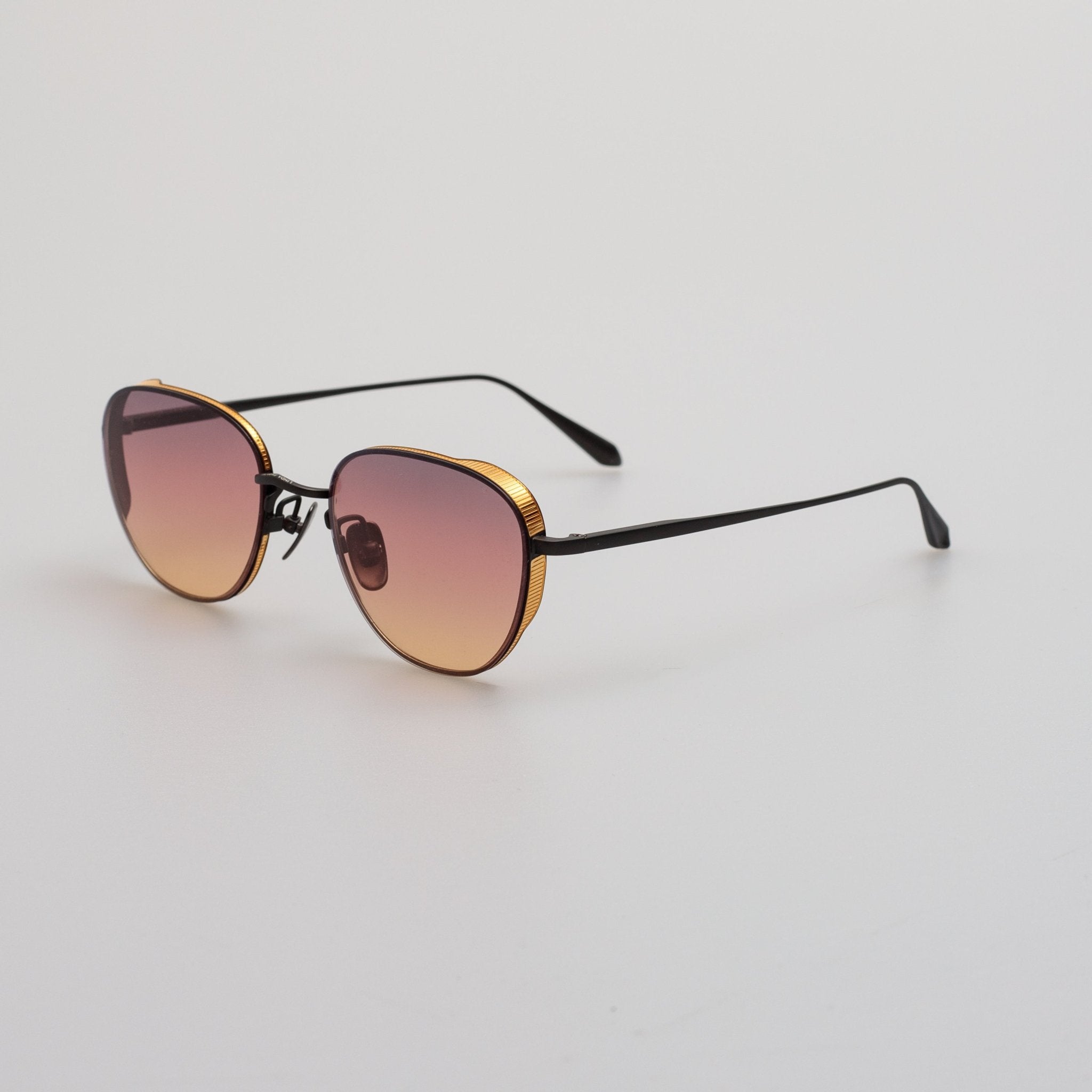 Hardy Sunglasses in Matt Nickel and Sunset Lenses - LINDA FARROW - Sunglasses -