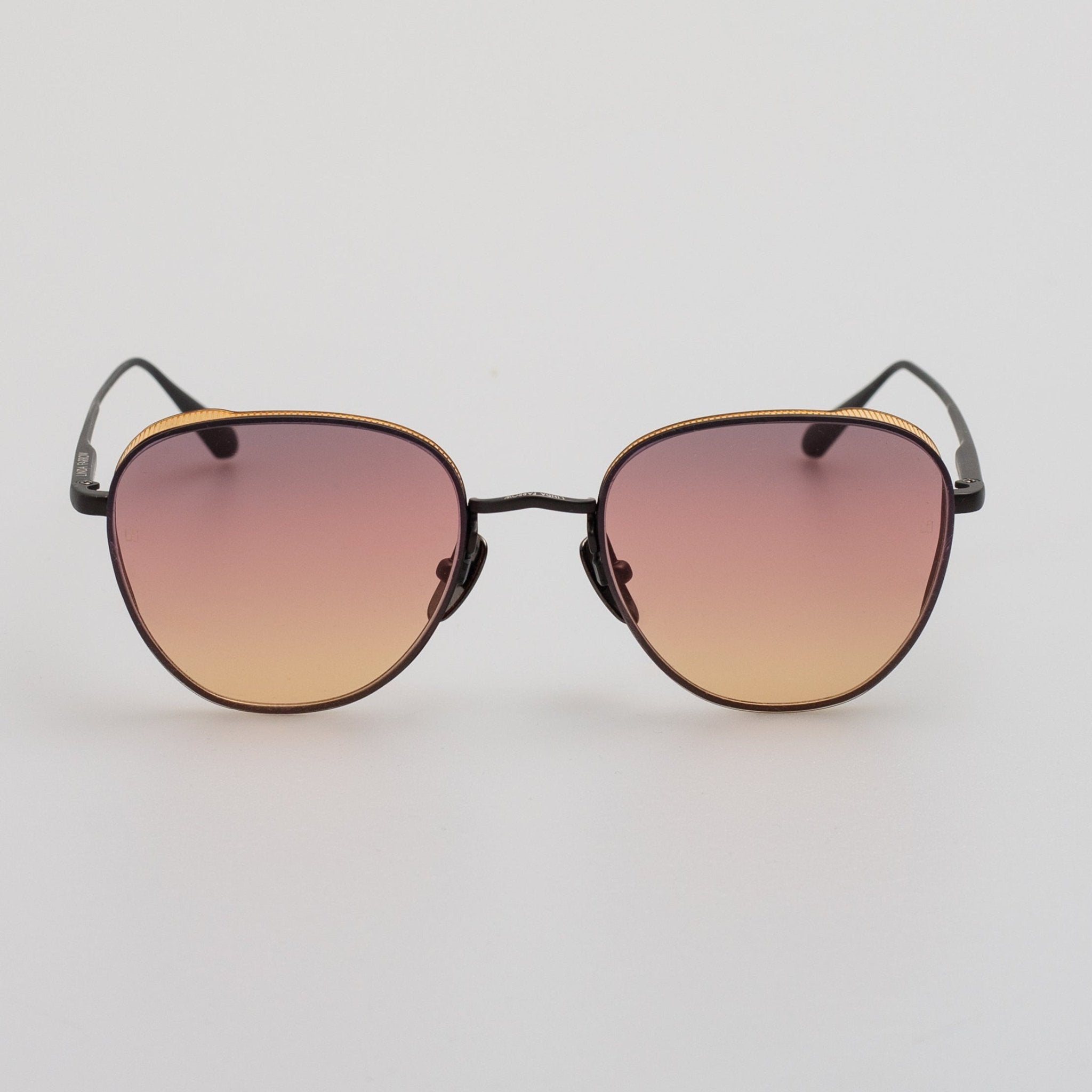 Hardy Sunglasses in Matt Nickel and Sunset Lenses - LINDA FARROW - Sunglasses -