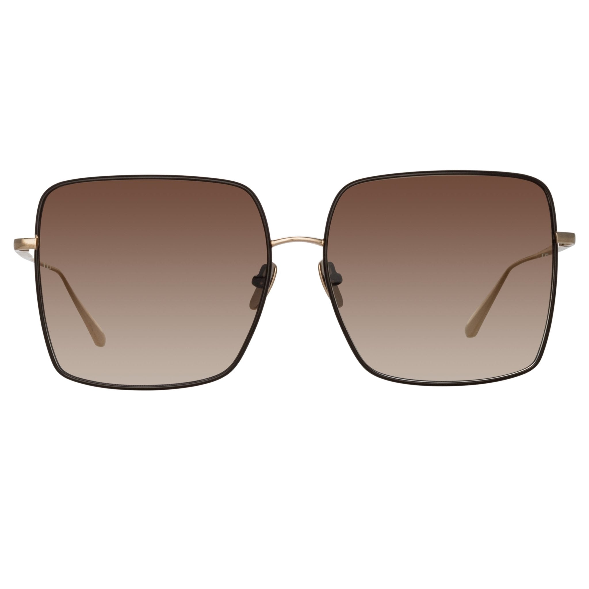 Hina Sunglasses in 22K Gold and Brown - LINDA FARROW - Sunglasses -