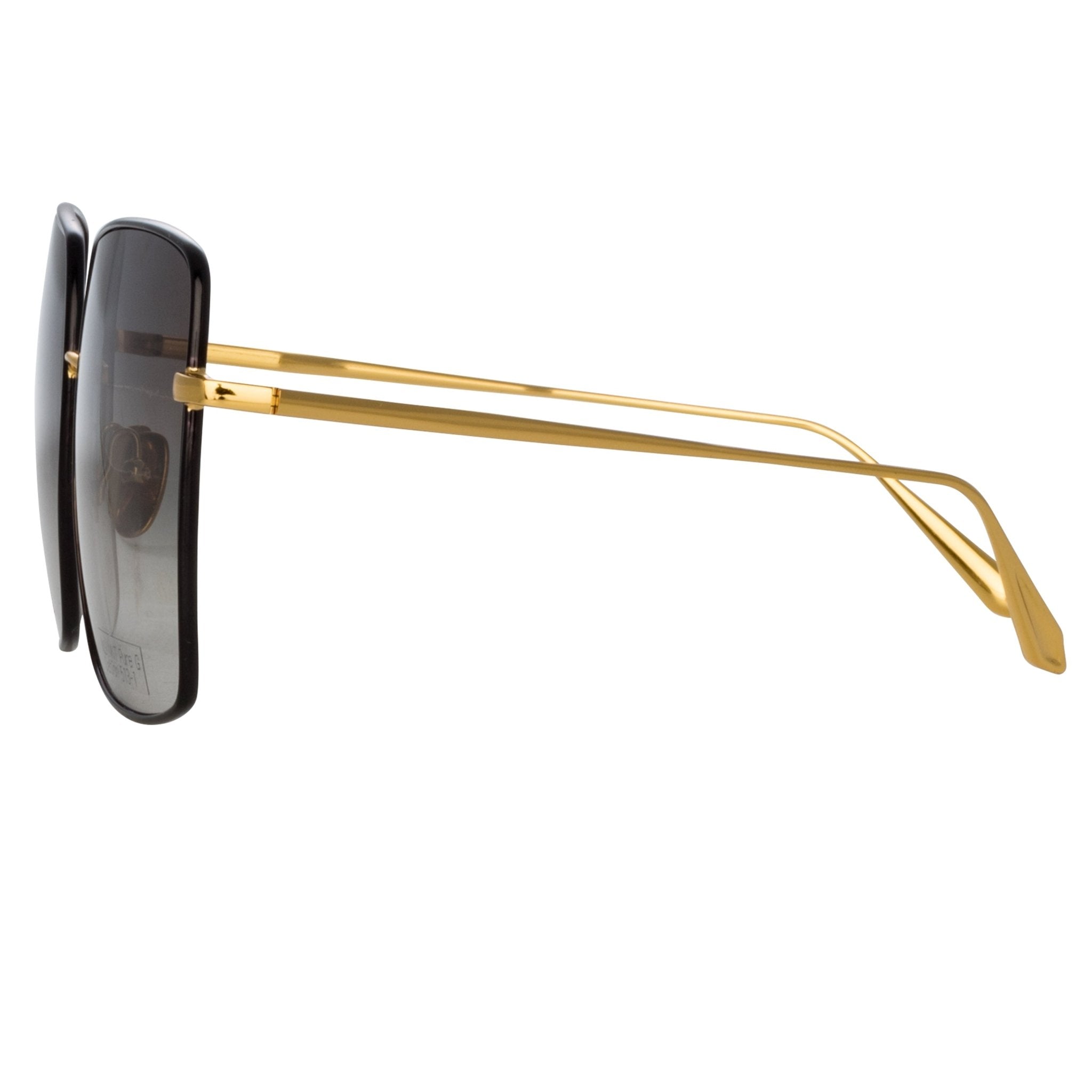 Hina Sunglasses in 22K Gold and Grey - LINDA FARROW - Sunglasses -