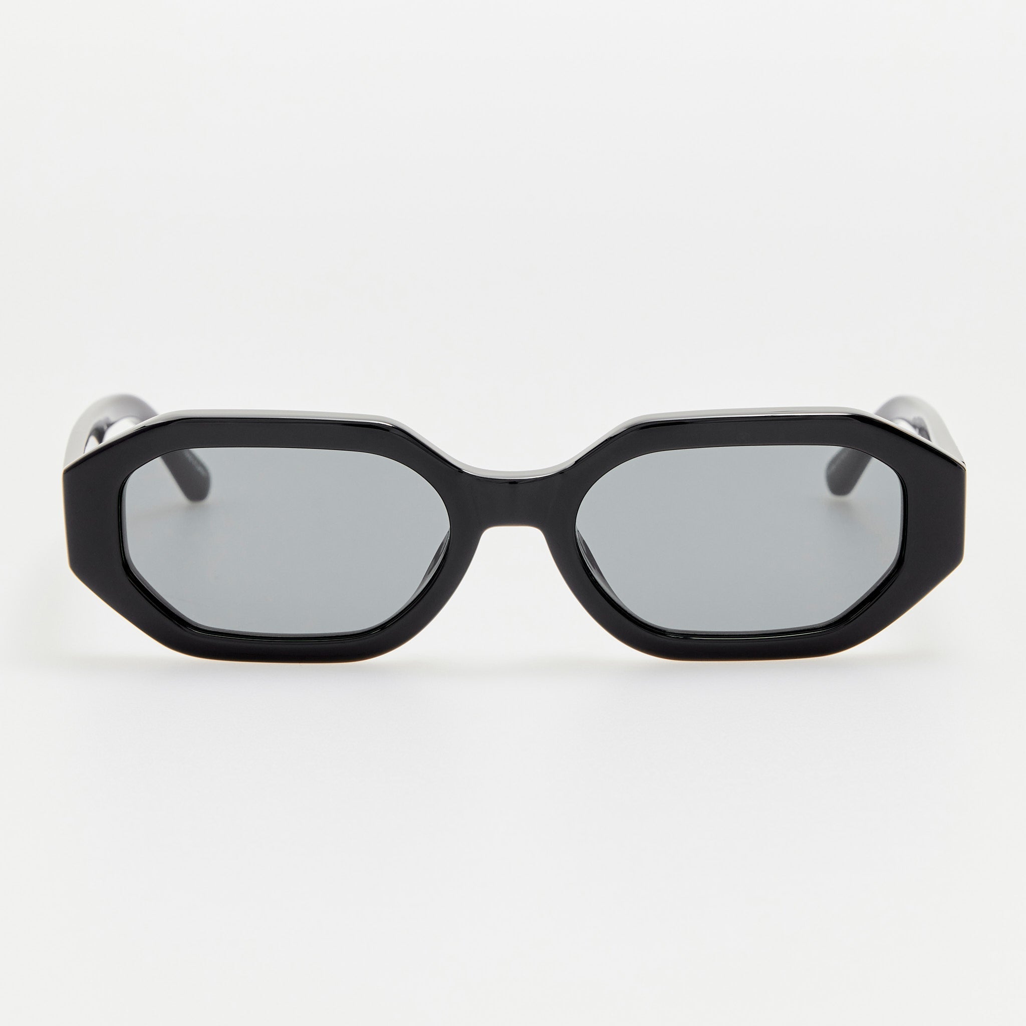 Irene Angular Sunglasses in Black - LINDA FARROW - Sunglasses -
