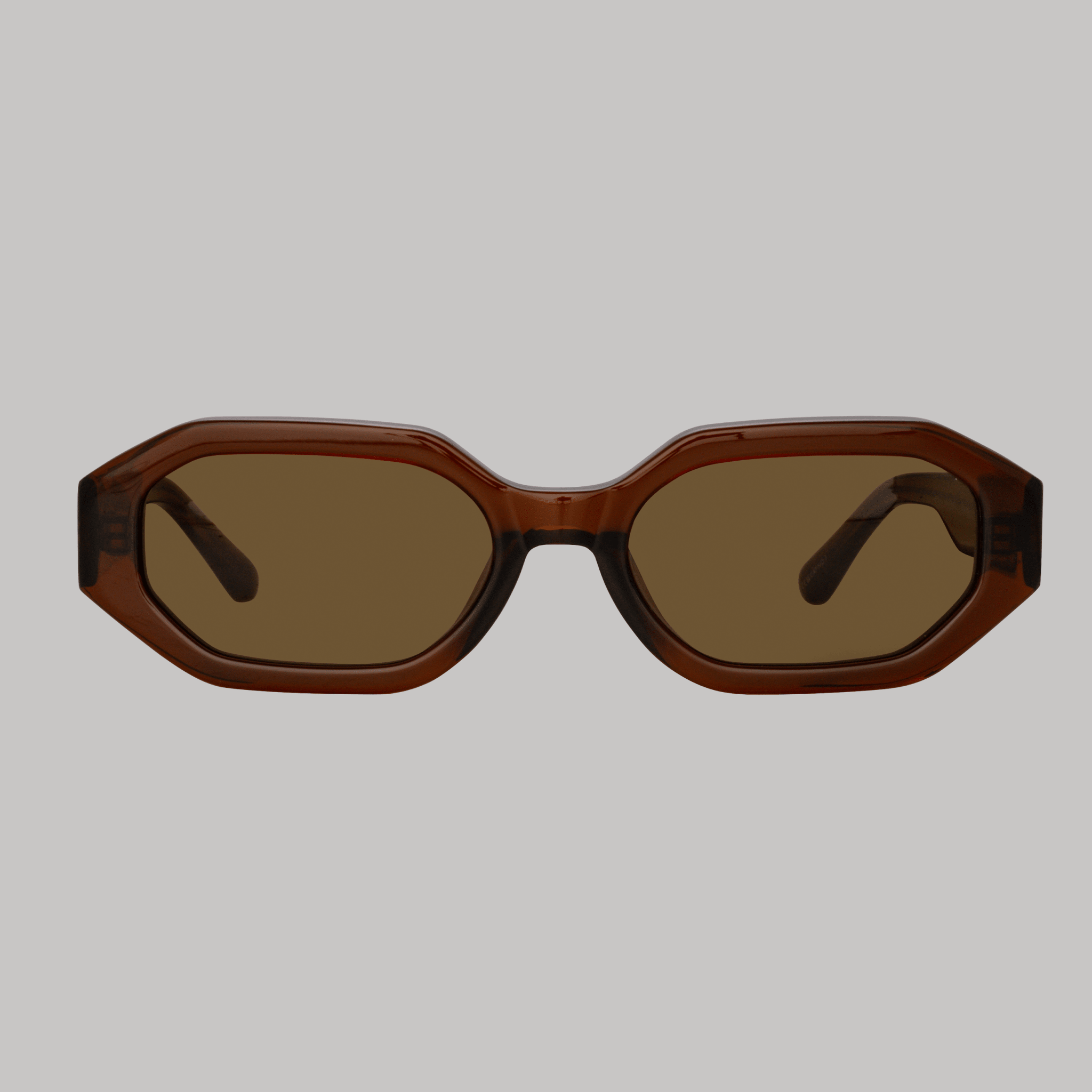 Irene Angular Sunglasses in Brown - LINDA FARROW - Sunglasses -