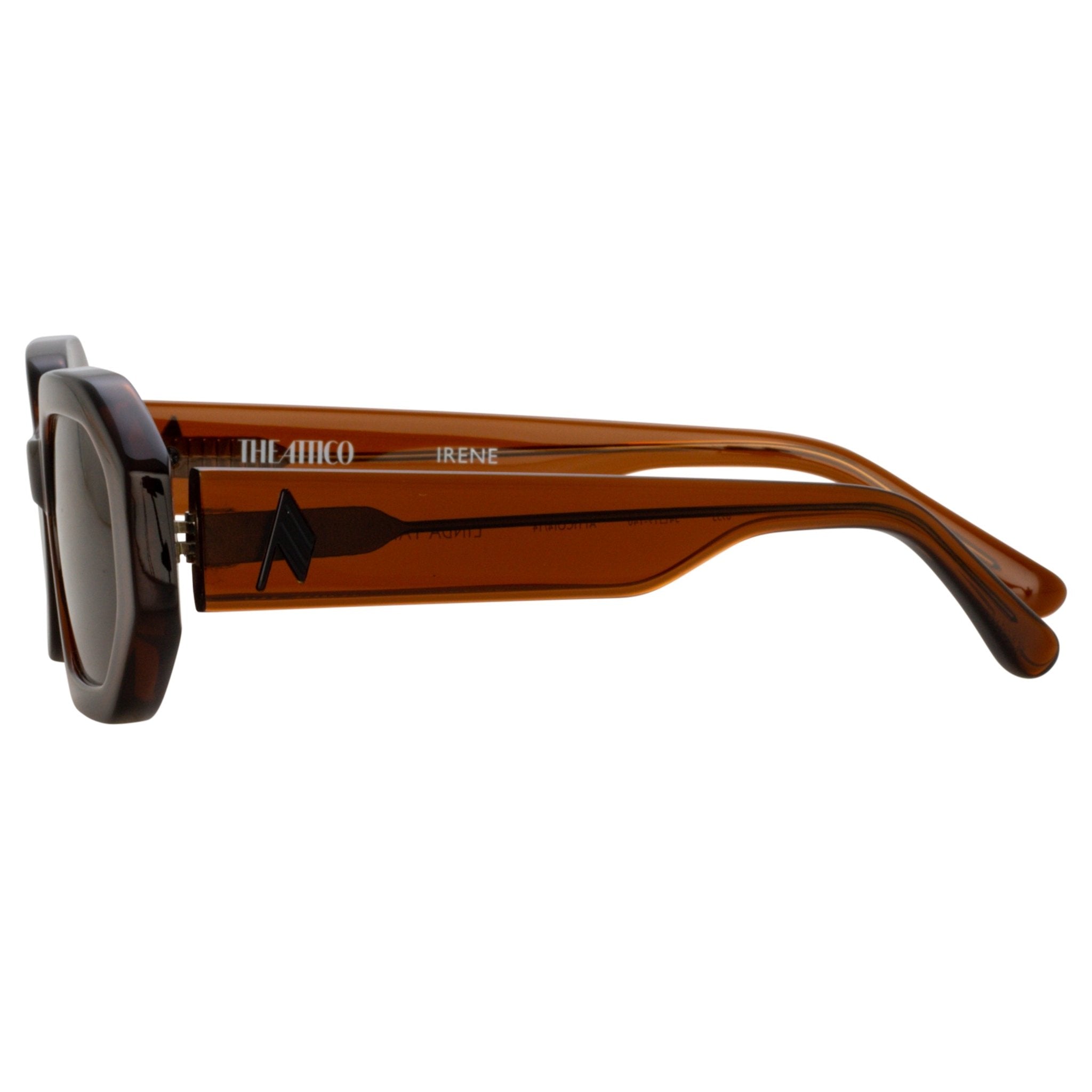 Irene Angular Sunglasses in Brown - LINDA FARROW - Sunglasses -