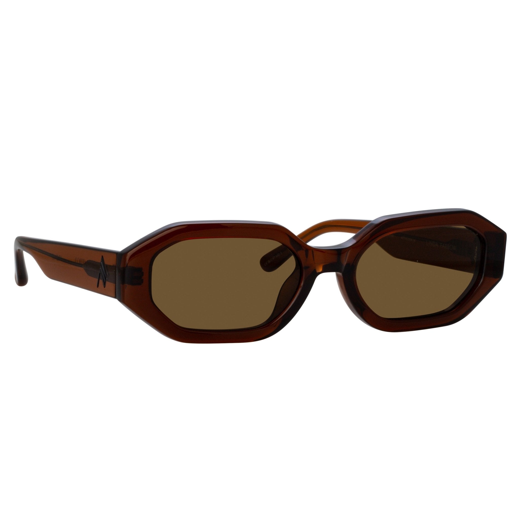 Irene Angular Sunglasses in Brown - LINDA FARROW - Sunglasses -
