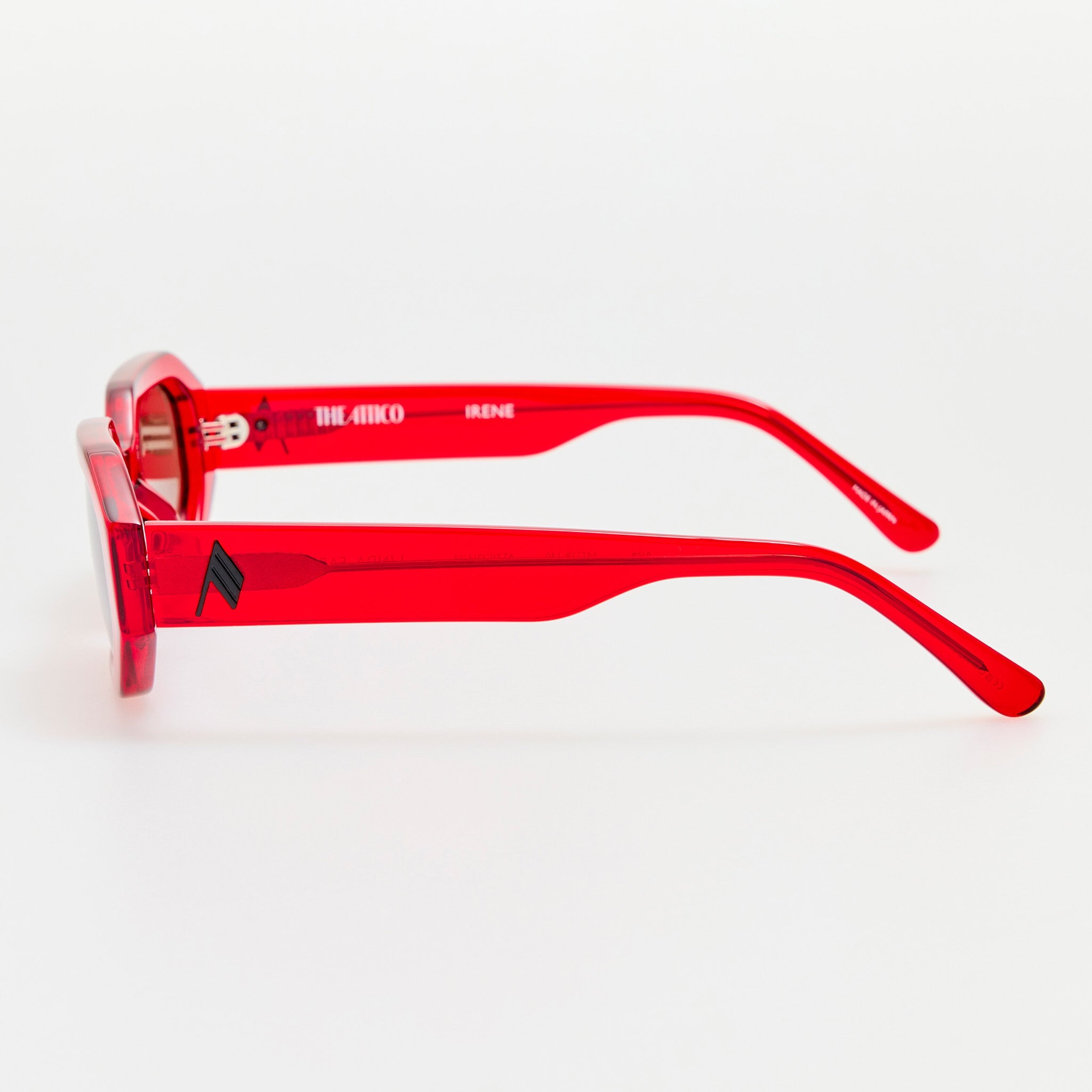 Irene Angular Sunglasses in Red and Brown - LINDA FARROW - Sunglasses -