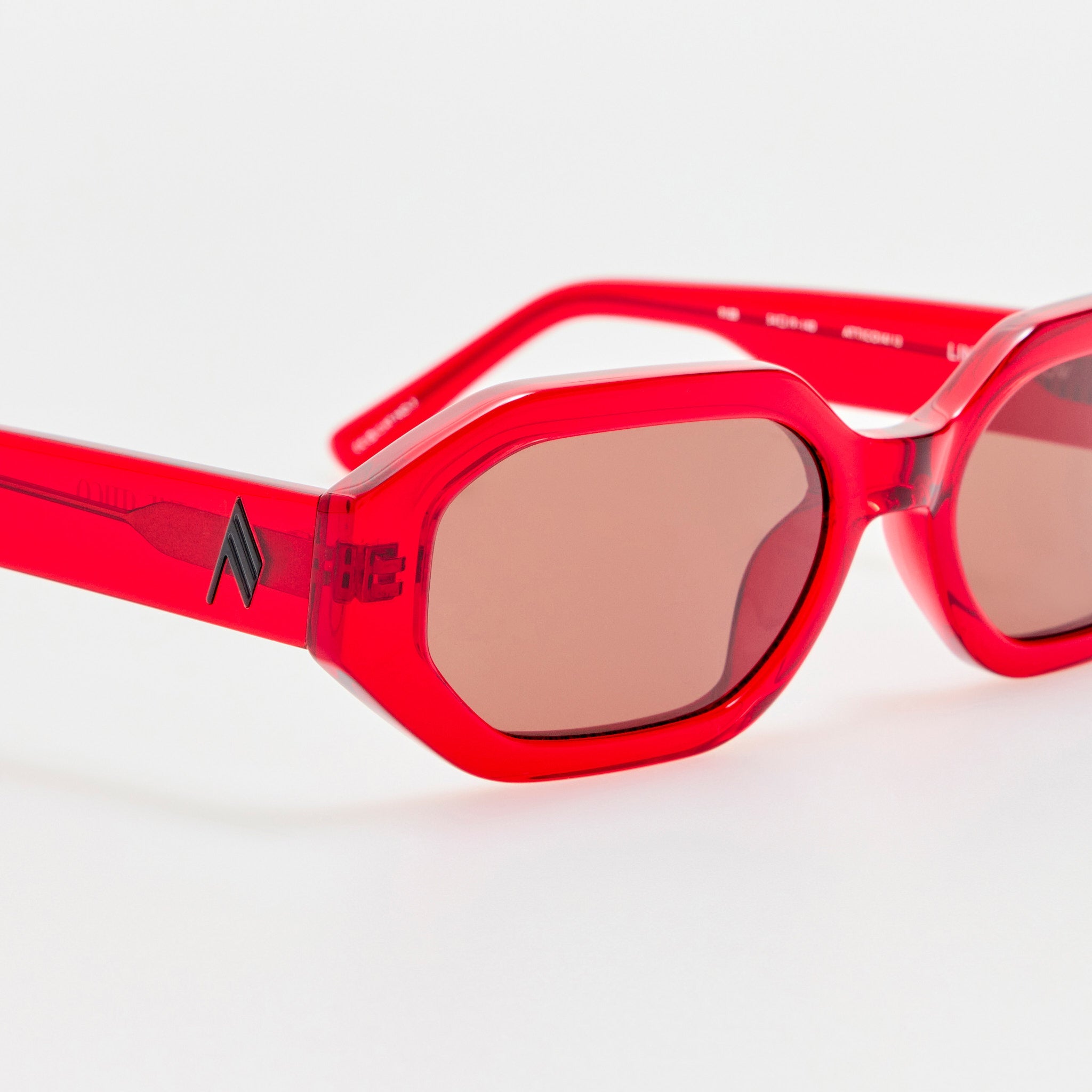 Irene Angular Sunglasses in Red and Brown - LINDA FARROW - Sunglasses -