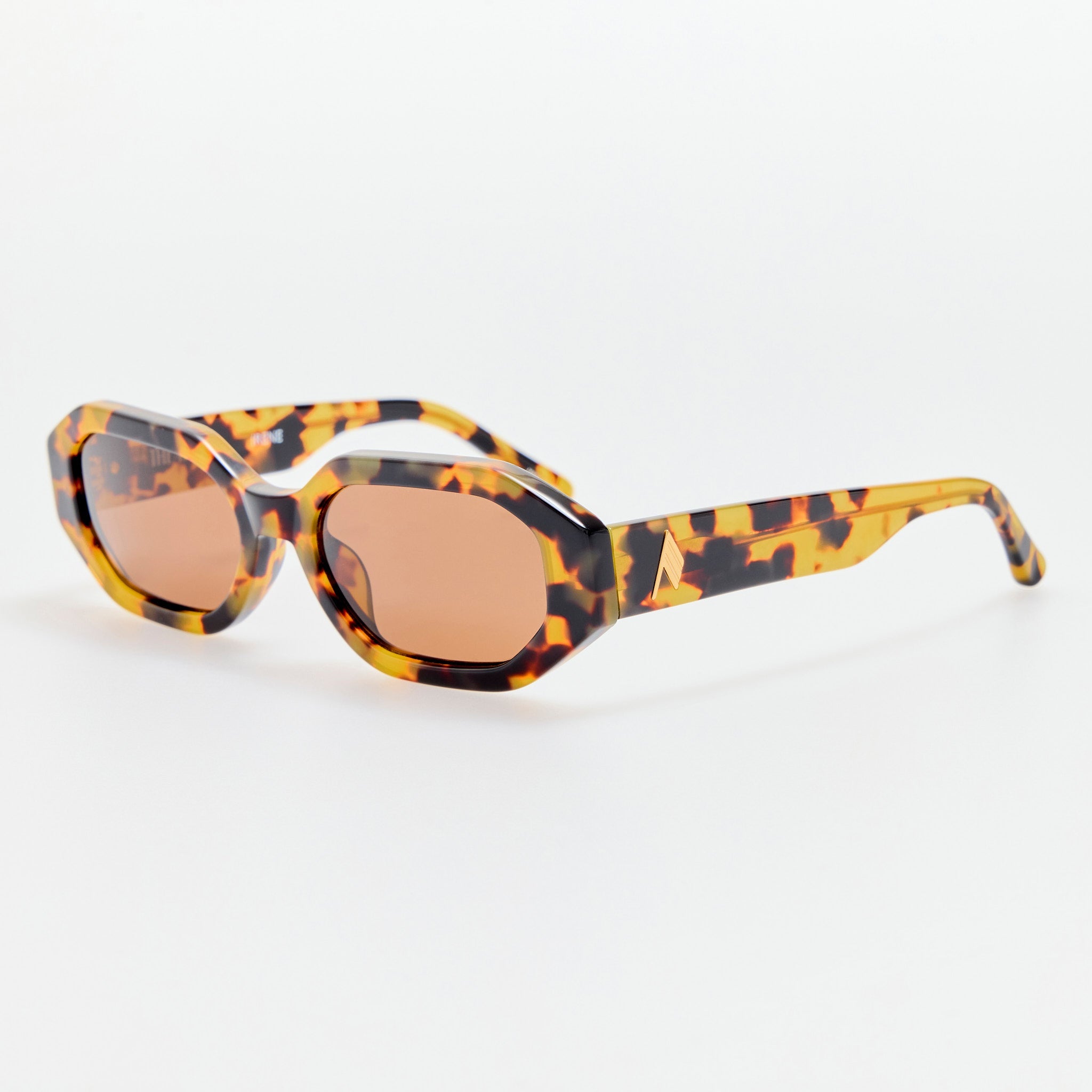 Irene Angular Sunglasses in Tortoiseshell and Brown - LINDA FARROW - Sunglasses -