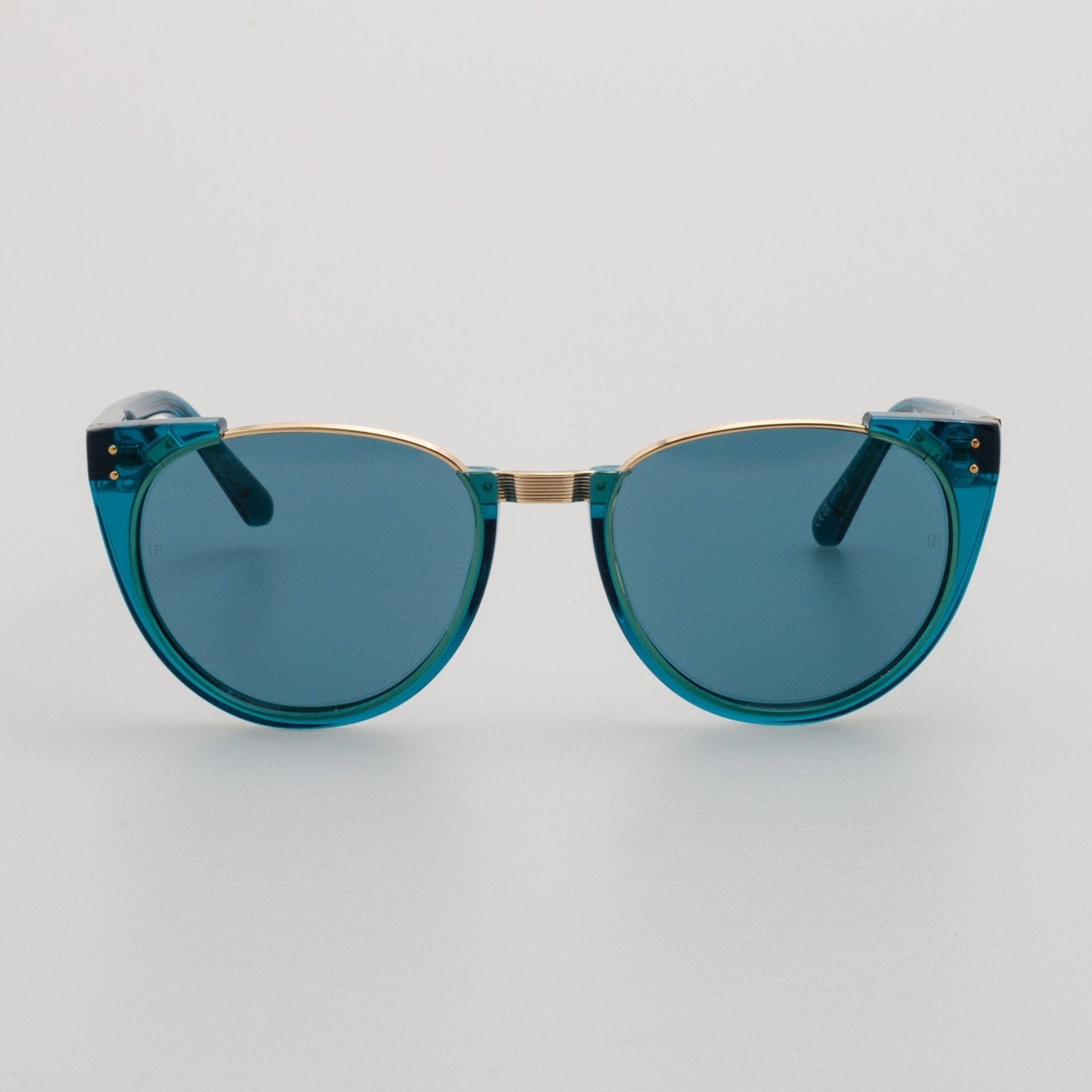 Iris Oval Sunglasses in Aqua - LINDA FARROW - Sunglasses -
