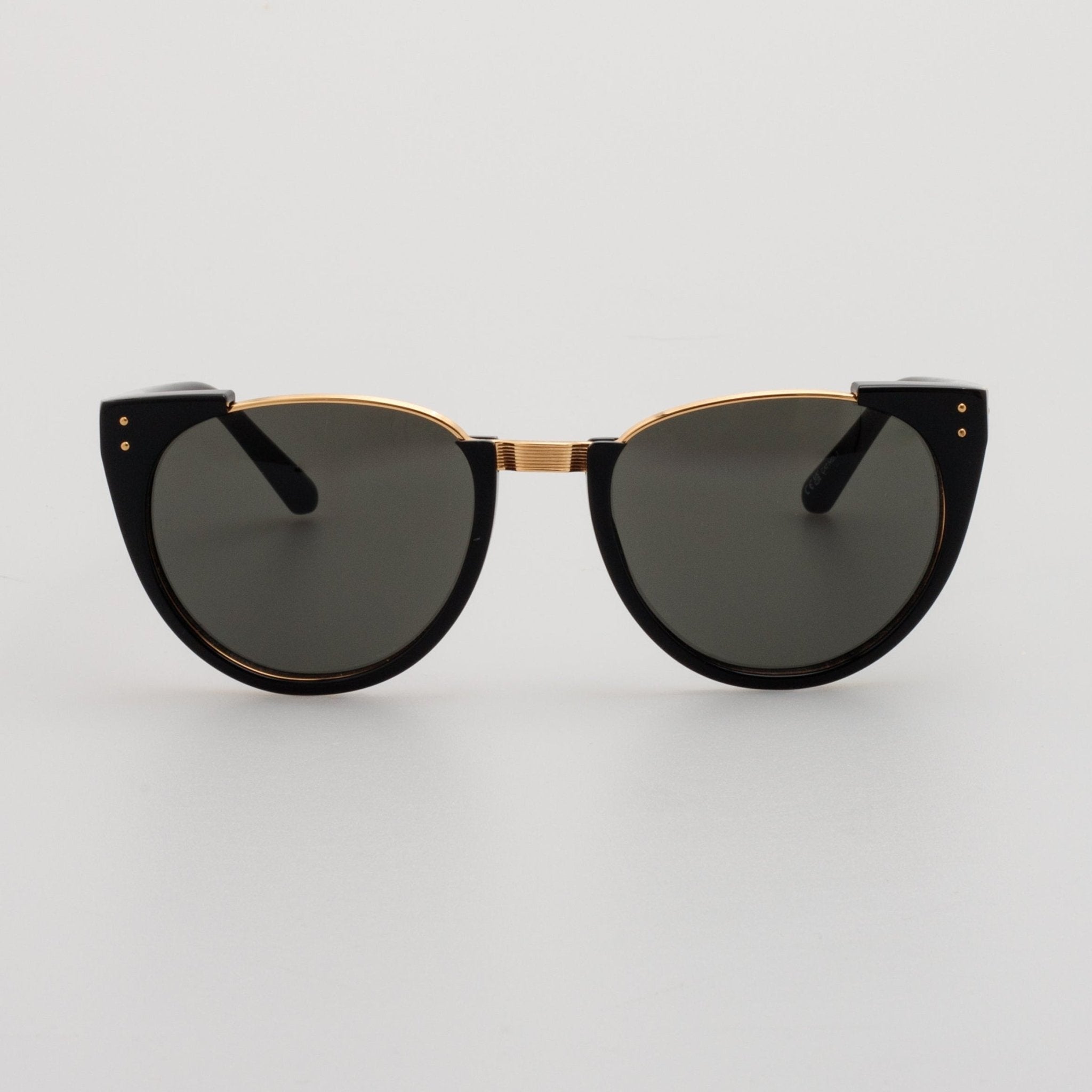Iris Oval Sunglasses in Black - LINDA FARROW - Sunglasses -