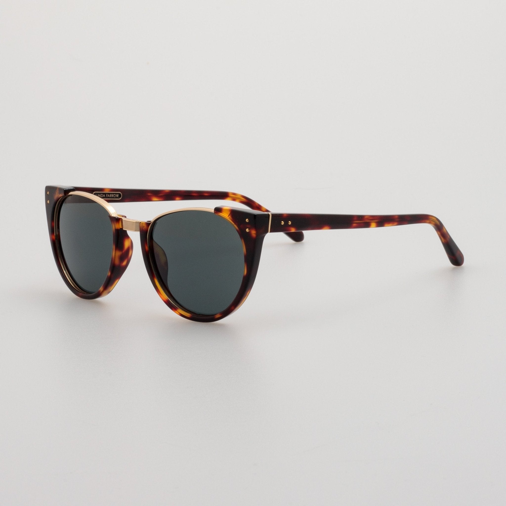 Iris Oval Sunglasses in Dark Tortoiseshell - LINDA FARROW - Sunglasses -