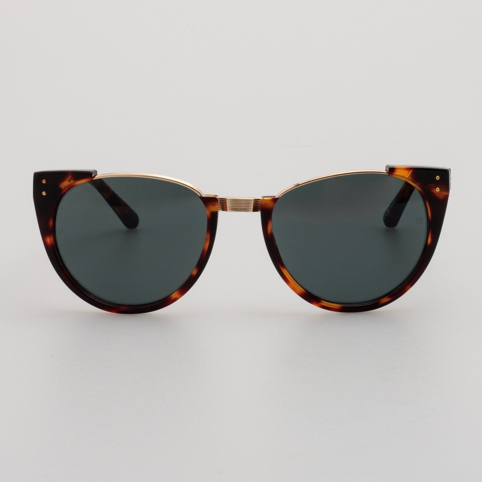 Iris Oval Sunglasses in Dark Tortoiseshell - LINDA FARROW - Sunglasses -