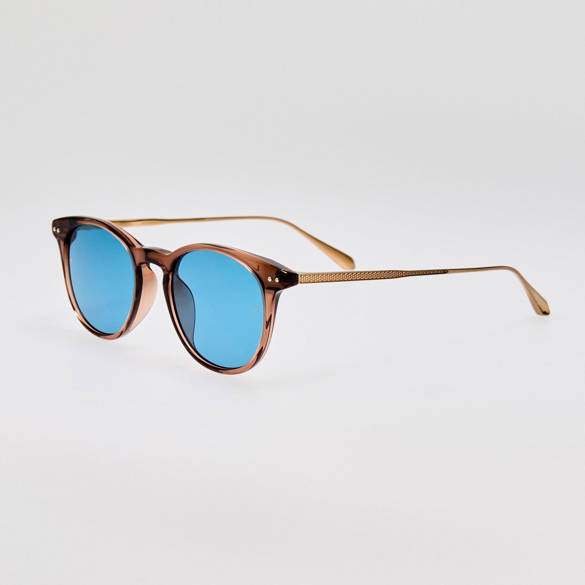 Jamie Sunglasses in Matt Champagne and Aqua - LINDA FARROW - Sunglasses -