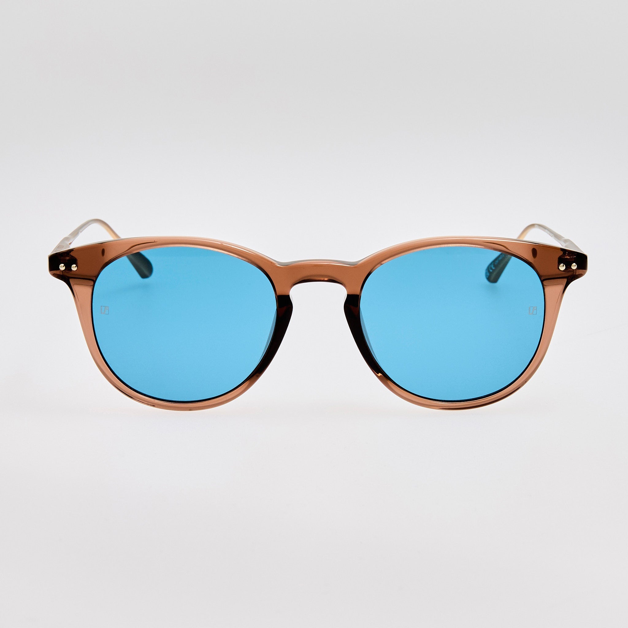 Jamie Sunglasses in Matt Champagne and Aqua - LINDA FARROW - Sunglasses -