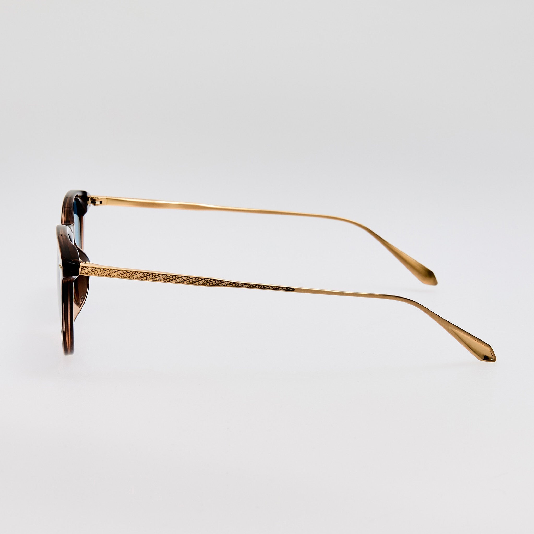 Jamie Sunglasses in Matt Champagne and Aqua - LINDA FARROW - Sunglasses -
