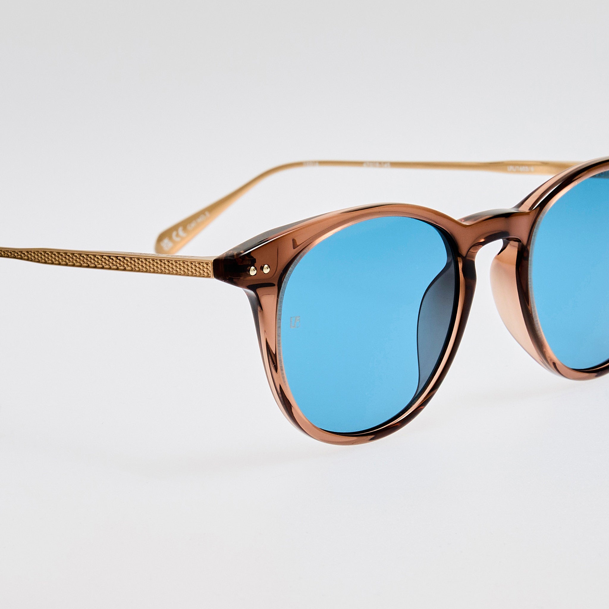 Jamie Sunglasses in Matt Champagne and Aqua - LINDA FARROW - Sunglasses -