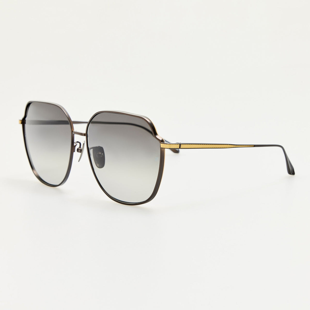 Jasmine Sunglasses in Matt Nickel and Grey - LINDA FARROW-Sunglasses-