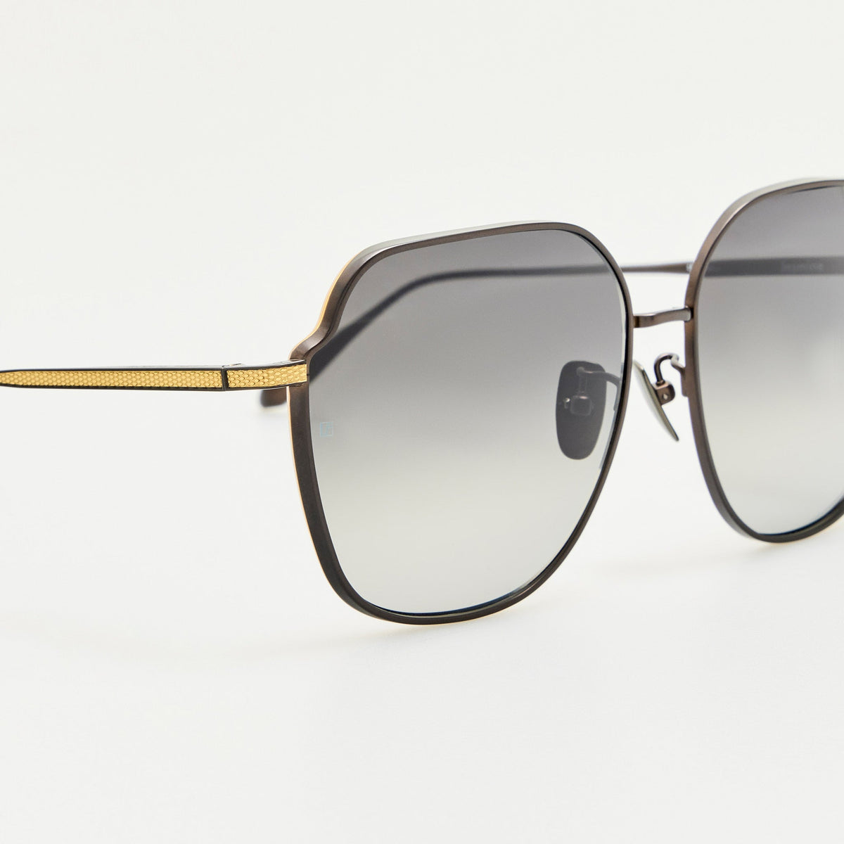 Jasmine Sunglasses in Matt Nickel and Grey - LINDA FARROW-Sunglasses-