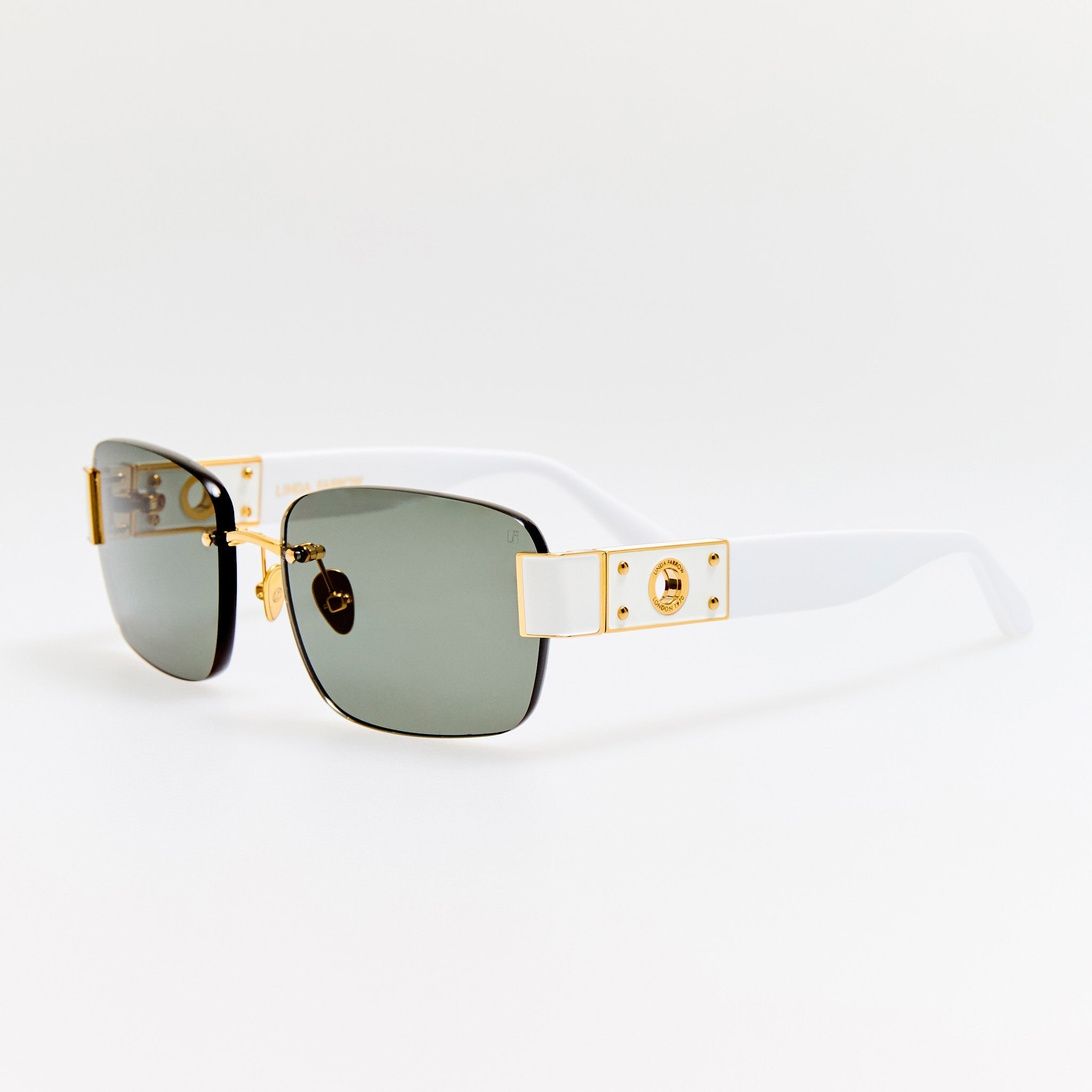 Jessica Sunglasses in White and Grey - LINDA FARROW - Sunglasses -