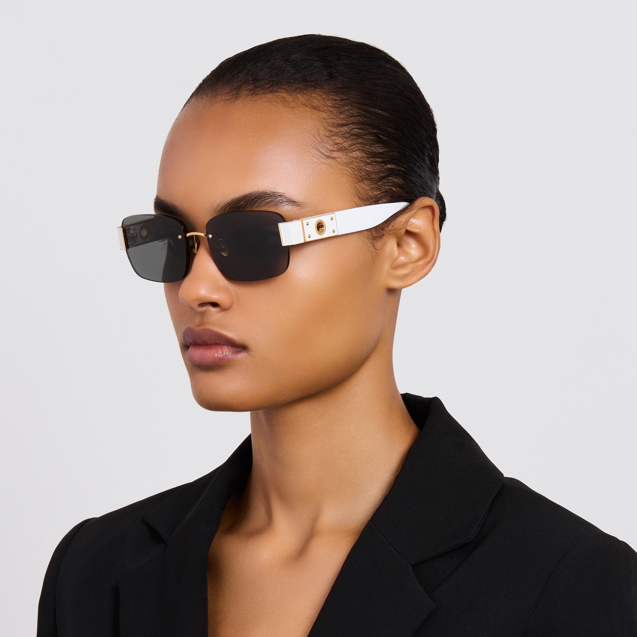 Jessica Sunglasses in White and Grey - LINDA FARROW - Sunglasses -