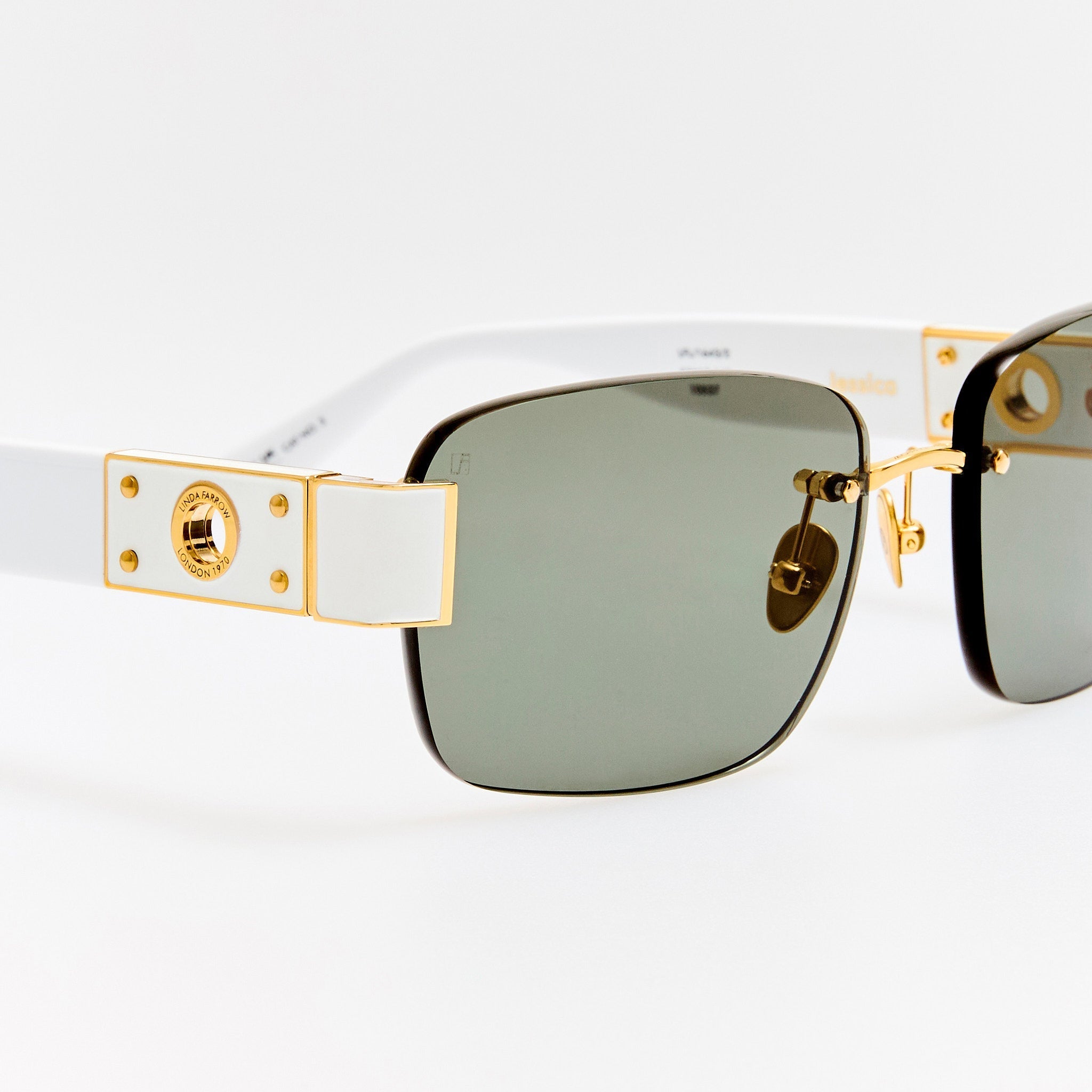 Jessica Sunglasses in White and Grey - LINDA FARROW - Sunglasses -